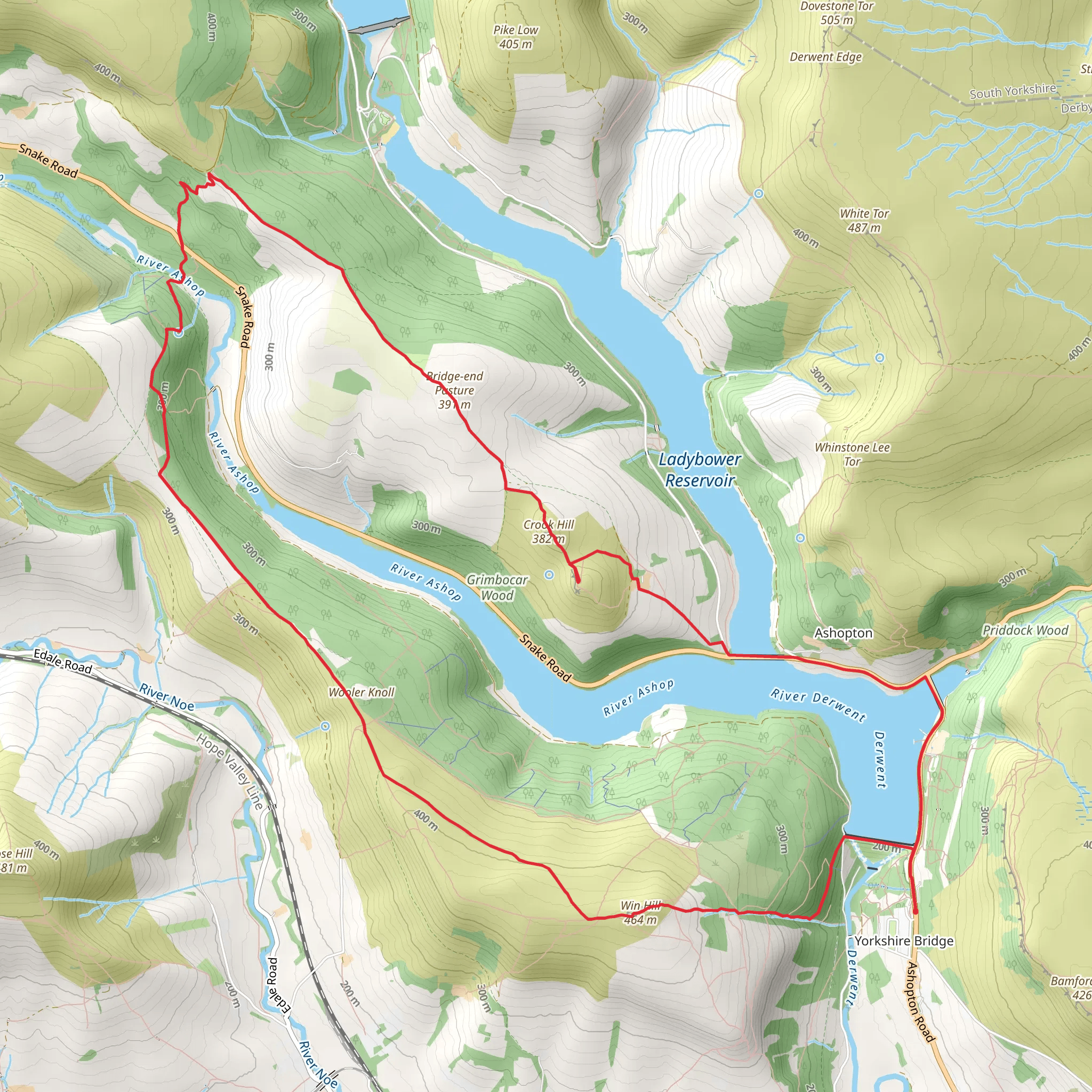 Win hill, wooler knoll, Hagg side, Longley bank and Lady Crook Hill Loop mobile static map