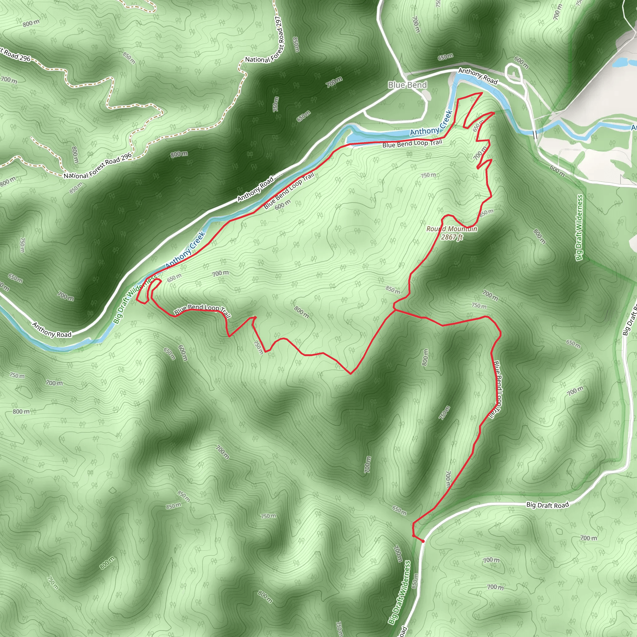 Blue Bend Loop Trail mobile static map