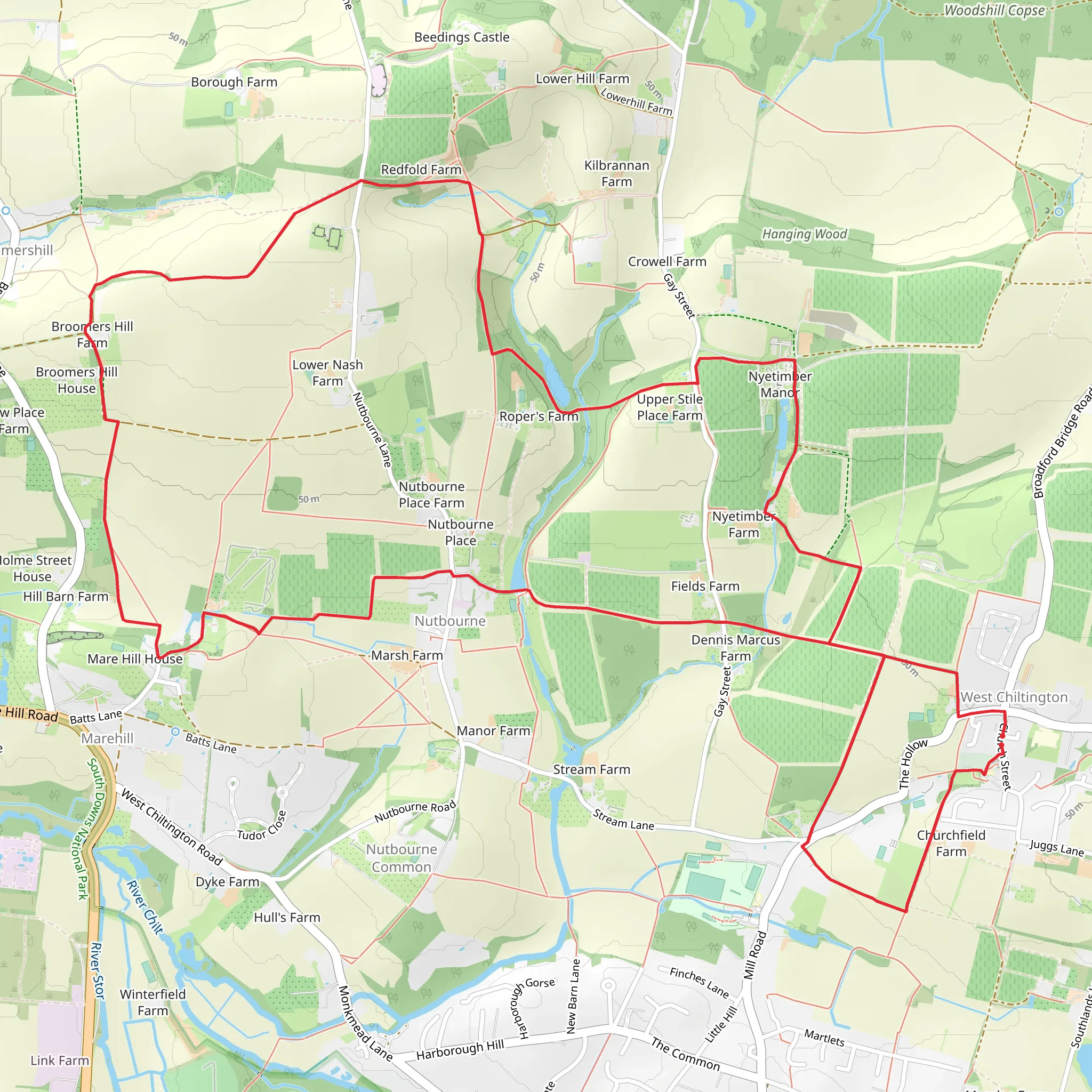 Boomershill and Nutbourne Loop mobile static map