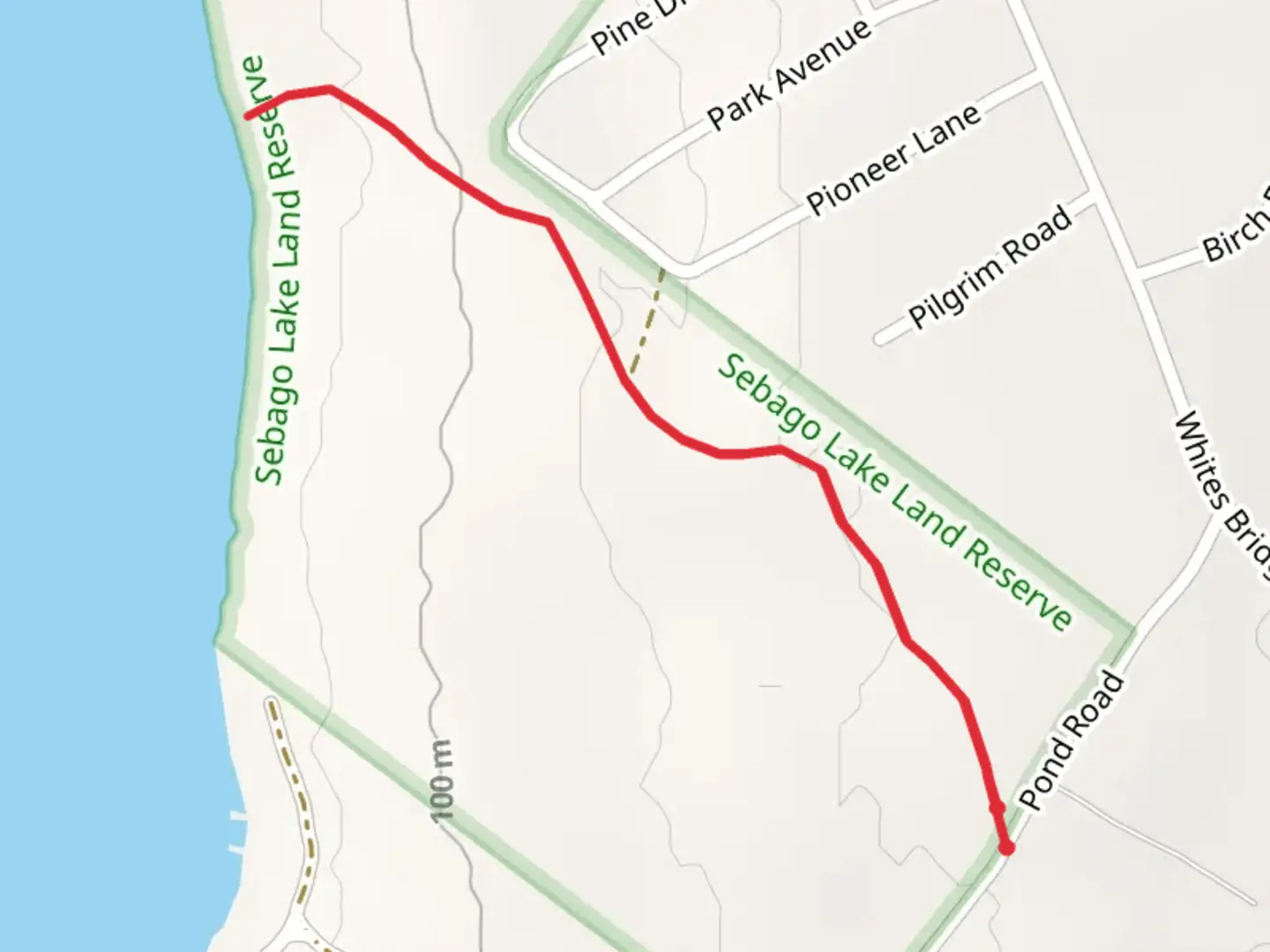 An image depicting the trail Presumpscot River from Pond Road and its surrounding area.