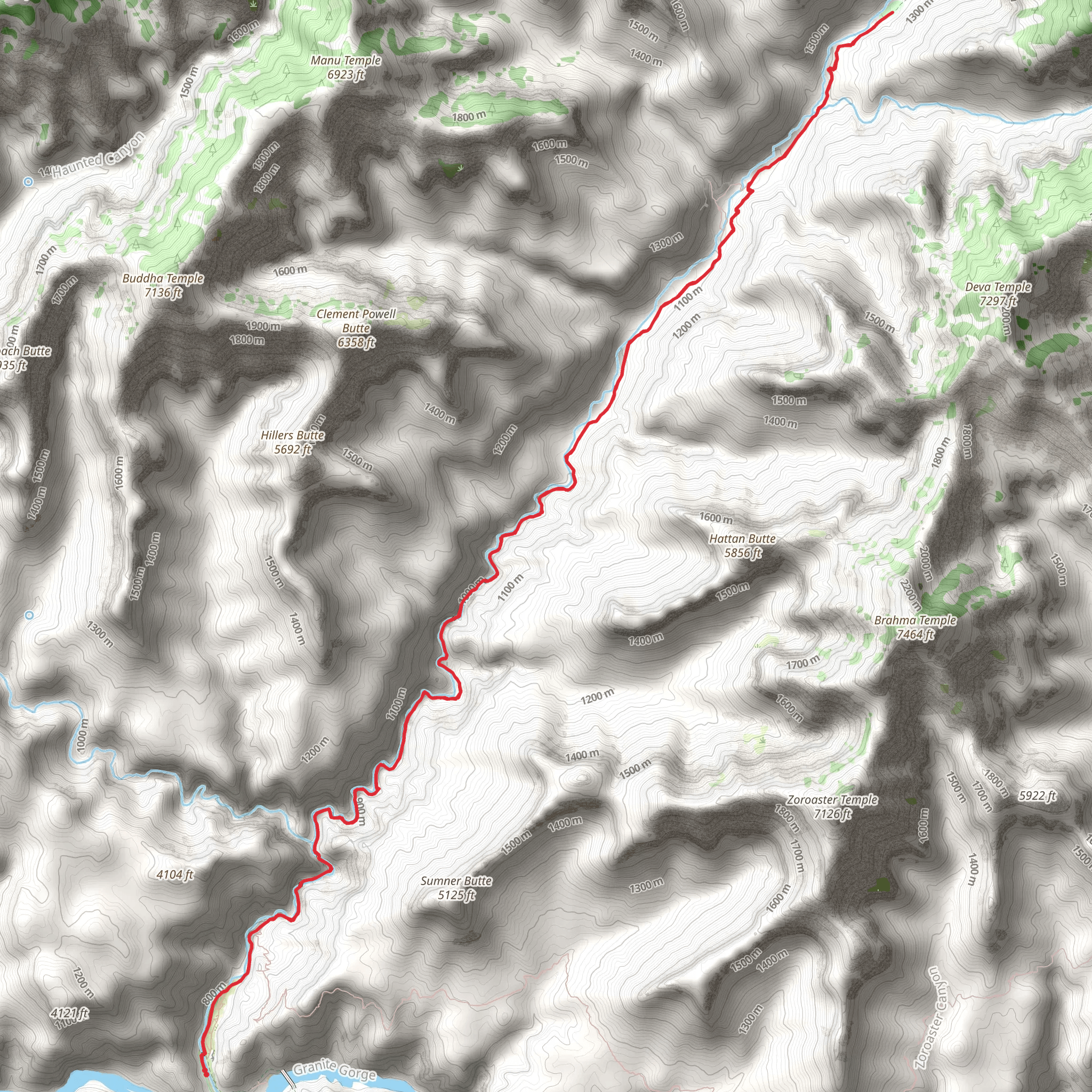 Bright Angel Campground to Cottonwood Campground via North Kaibab Trail mobile static map