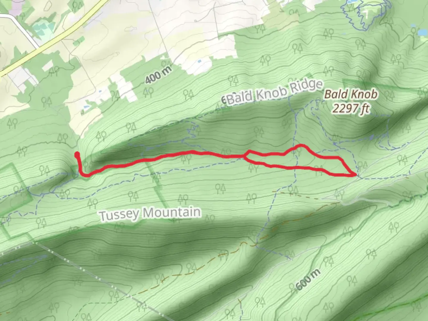 An image depicting the trail Roaring Run via Thickhead Mountain Hiking Trail and its surrounding area.