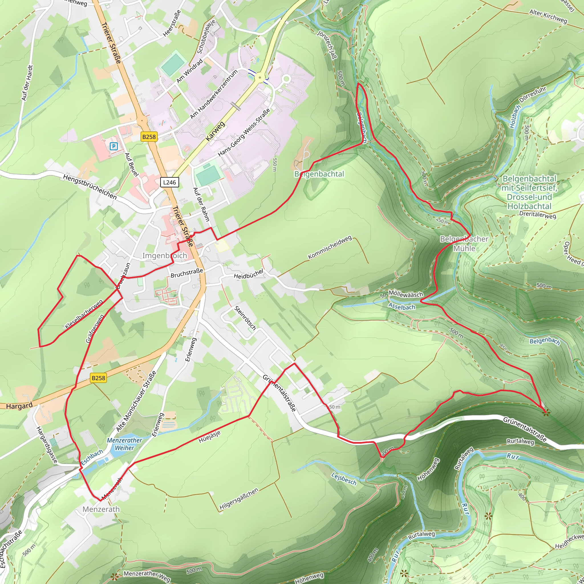 Belgenbachtal and Eifelblick Knoepp via Unterwegs in Imgenbroich mobile static map