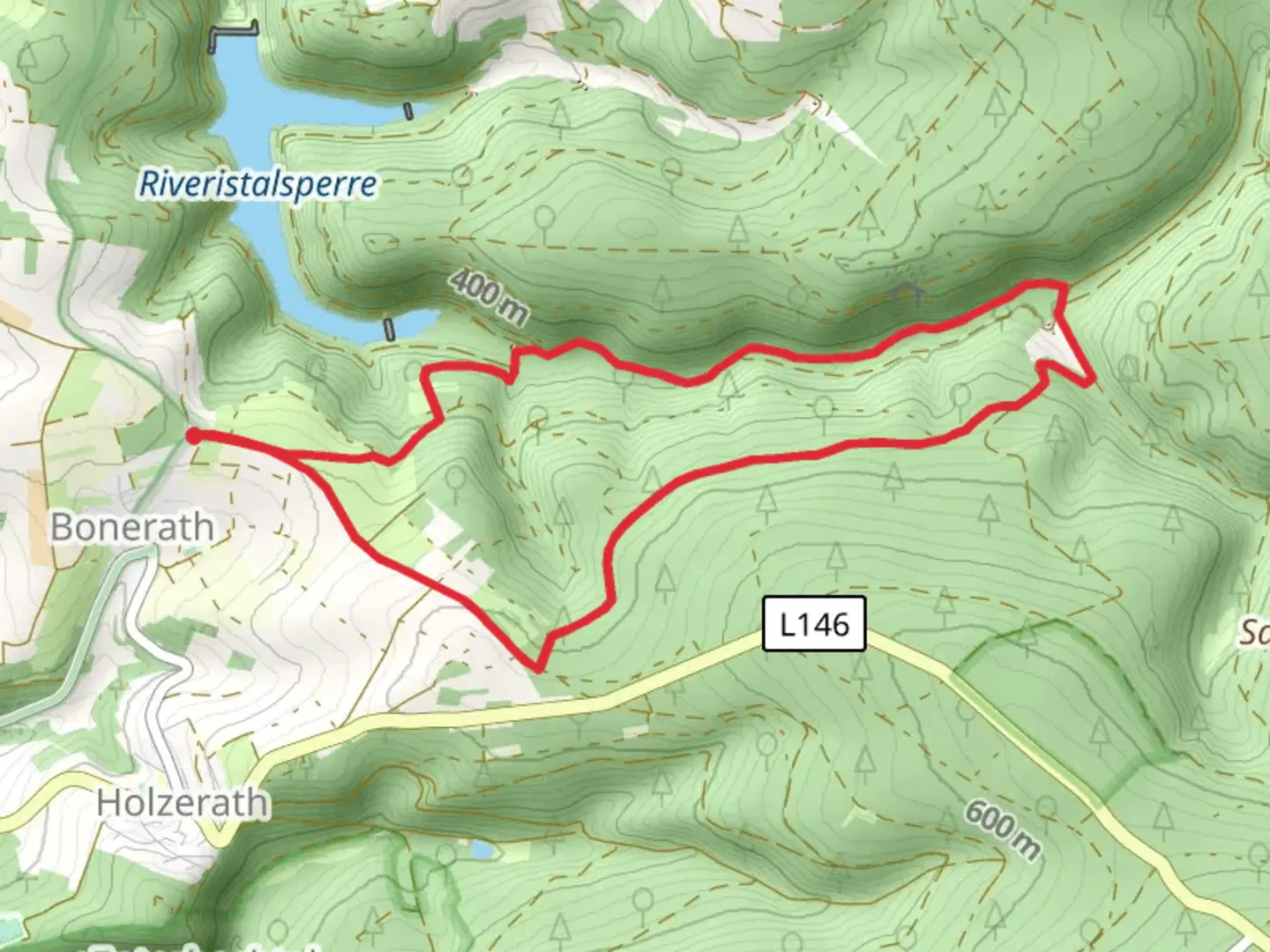 An image depicting the trail Bonerather Rundweg Loop and its surrounding area.