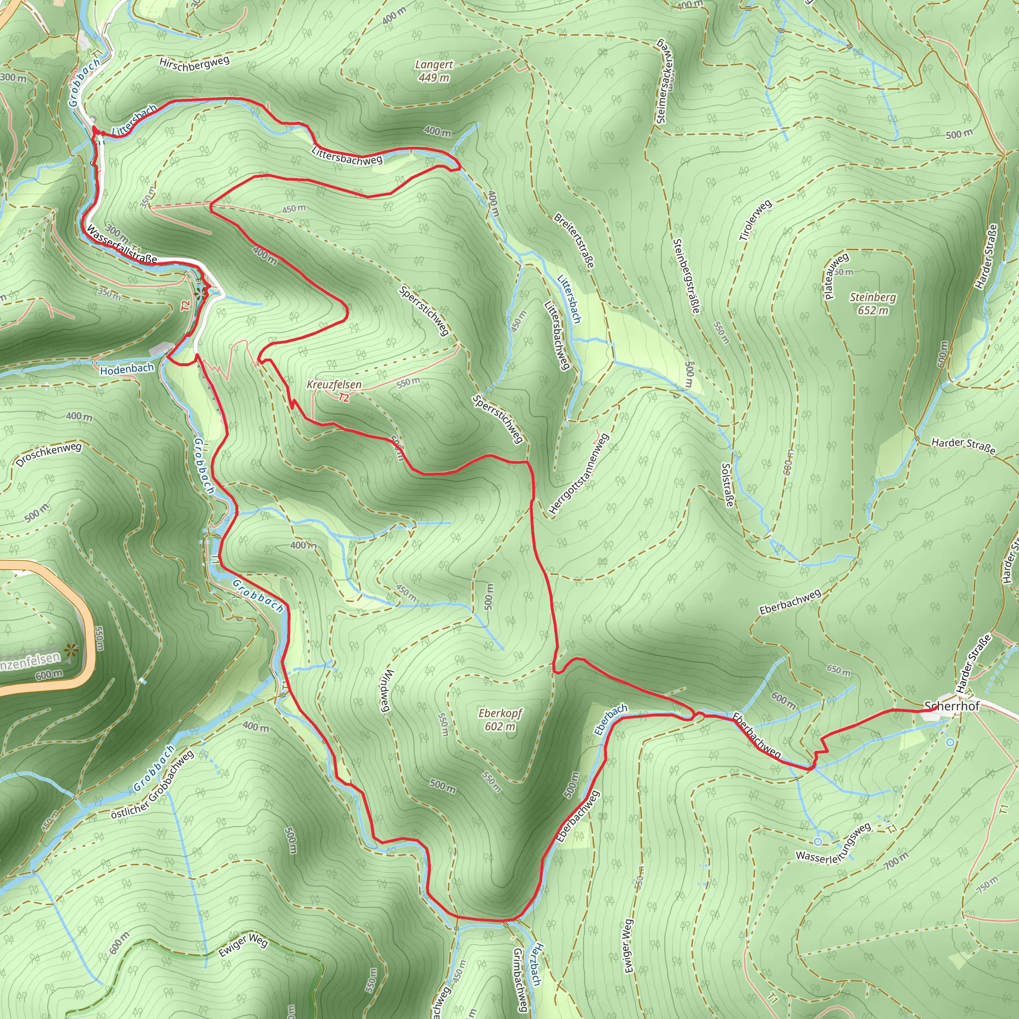 Kreuzfelsen Rundweg Loop mobile static map