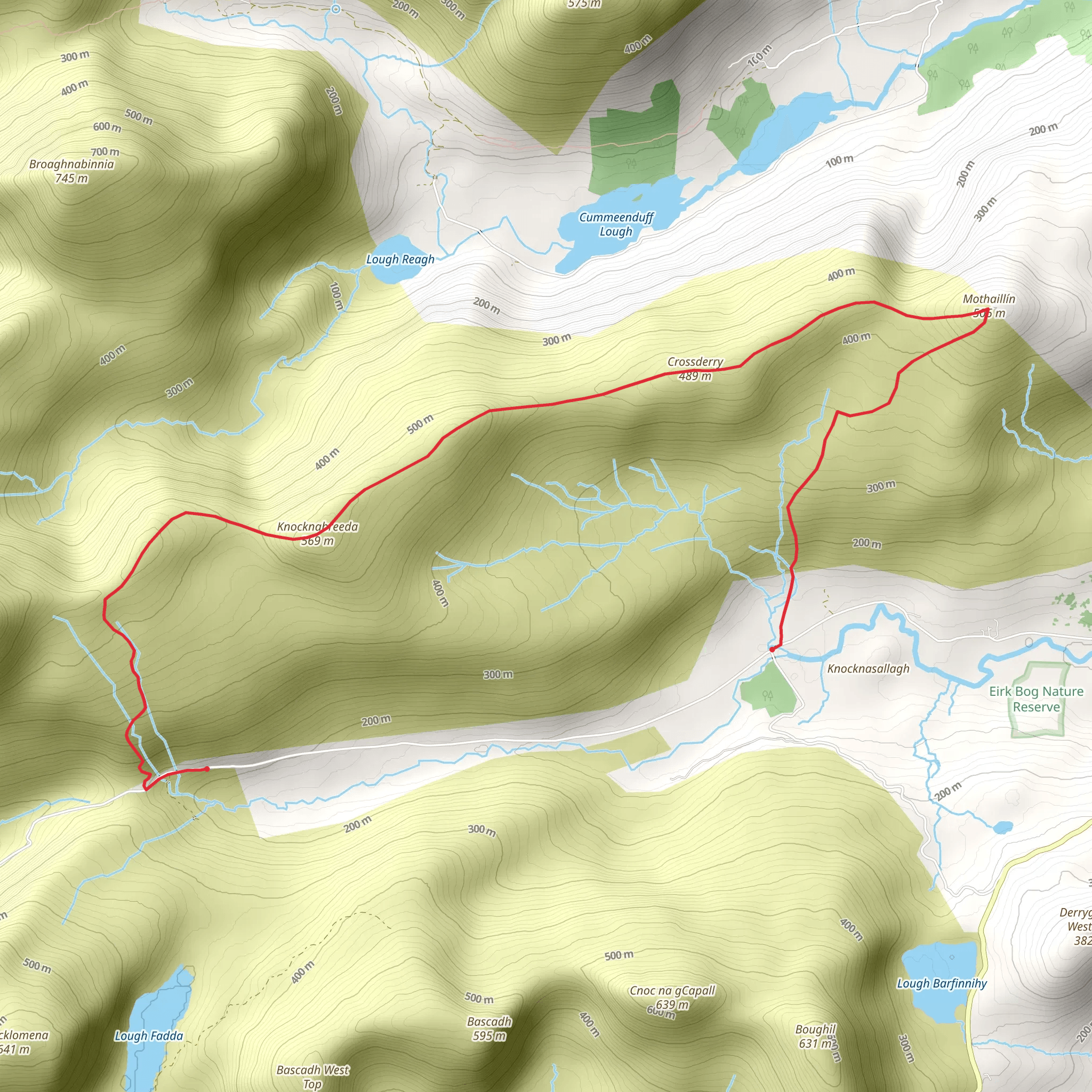 Knocknabreeda, Crossderry and Mothaillín Summit Horseshoe mobile static map