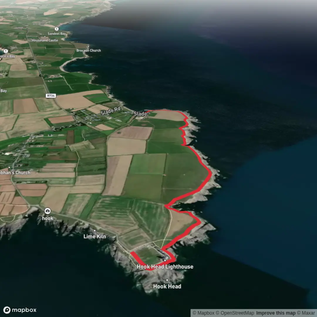 An image depicting the trail Hook to Slade and its surrounding area.