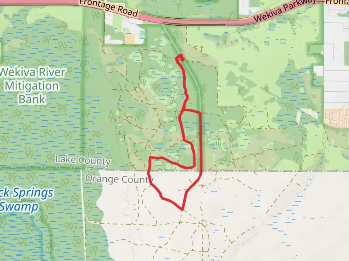An image depicting the trail Spear Road Loop and its surrounding area.