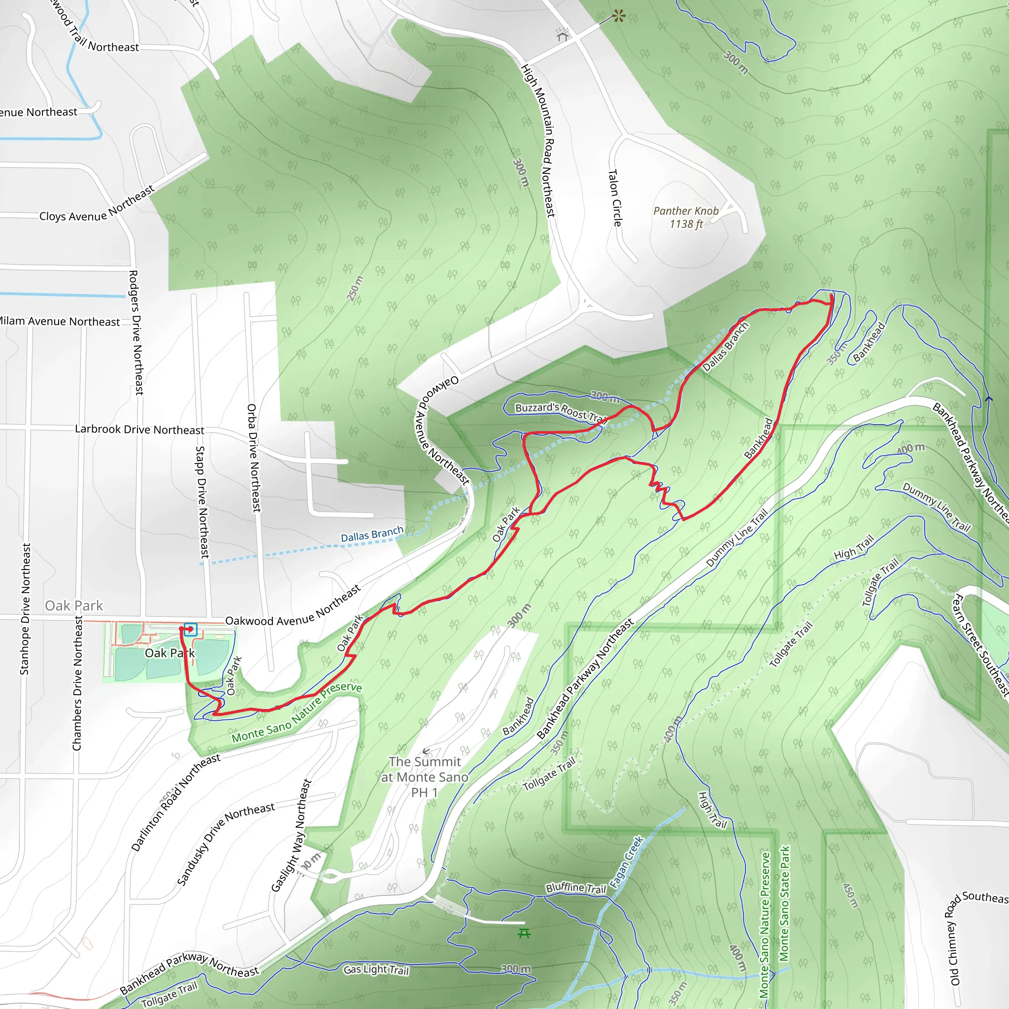 Oak Park, Bankhead and Buzzard's Roost Loop Trail mobile static map
