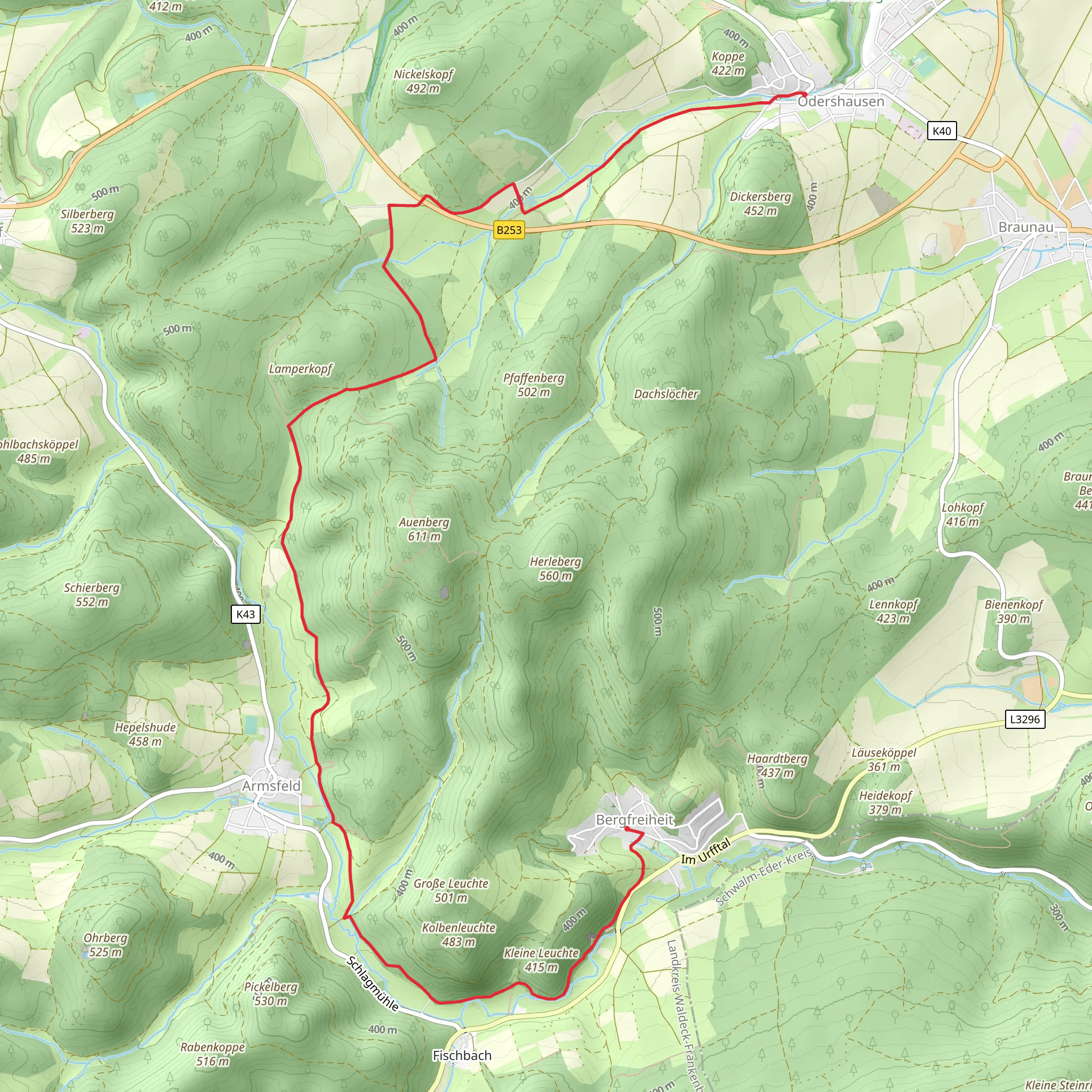 Odershausen to Bergfreiheit Walk mobile static map