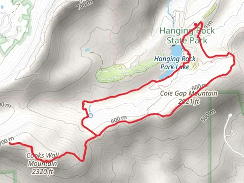 Cole Gap Mountain, Cooks Wall Mountain and Hanging Rock Park Lake Loop