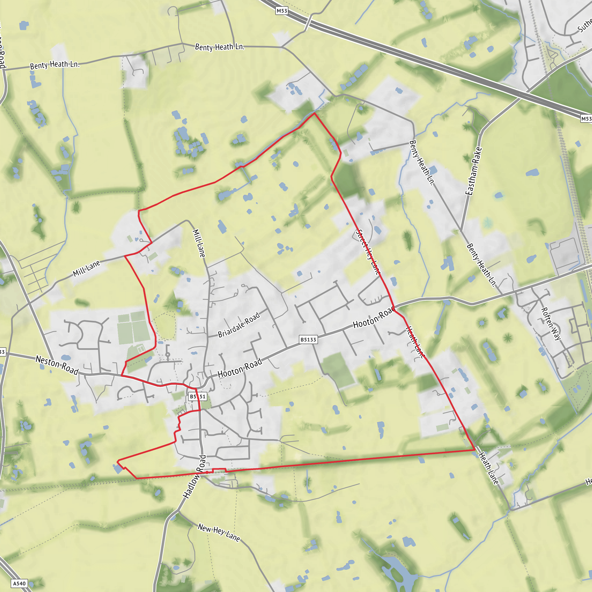 Willaston and Windmills Circular mobile static map