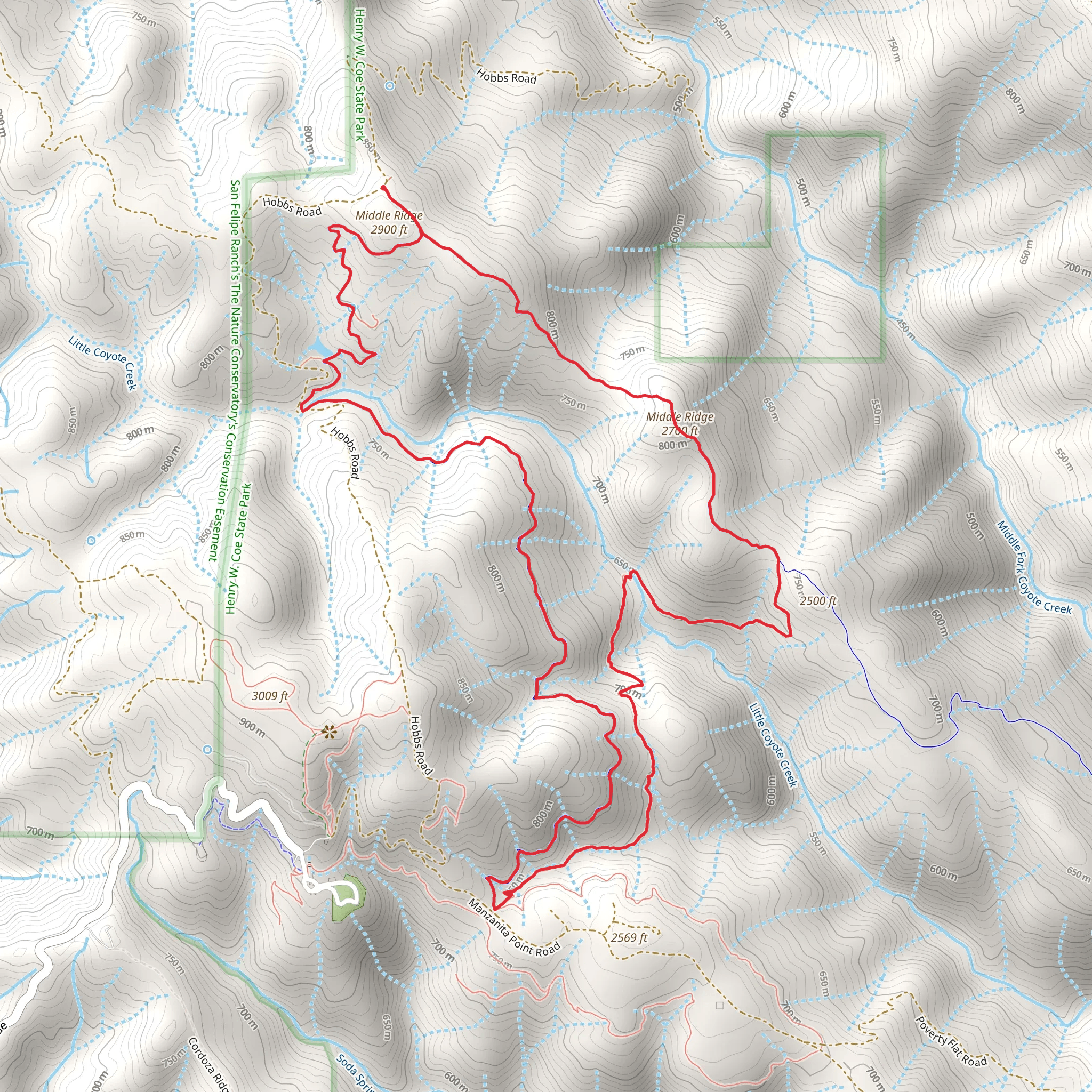 Middle Ridge Loop mobile static map