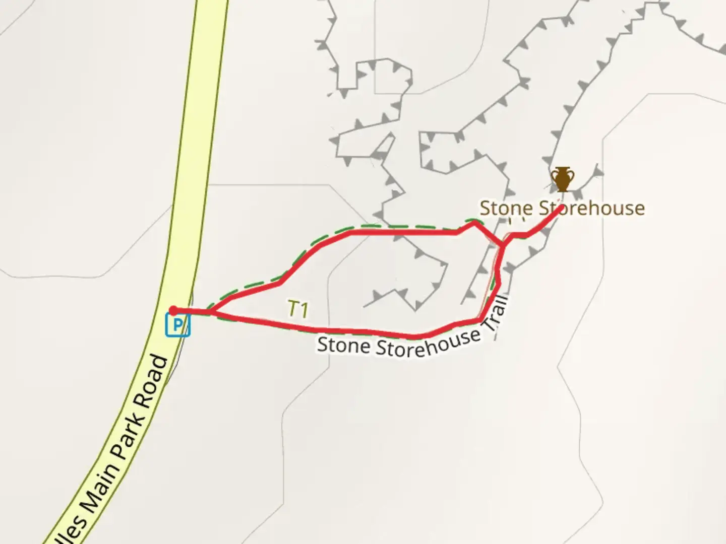 An image depicting the trail Needles Main Park Road Loop and its surrounding area.