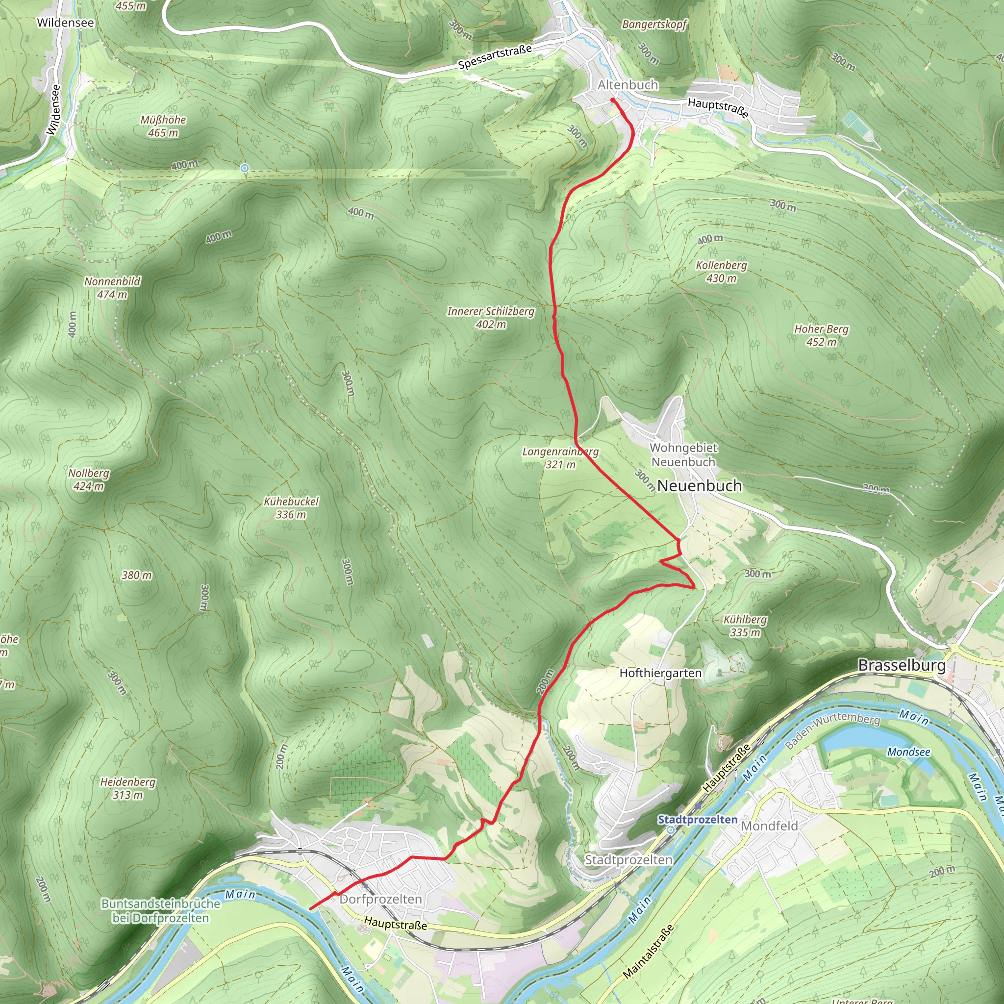 Main via Totengraben and Sellgrund mobile static map