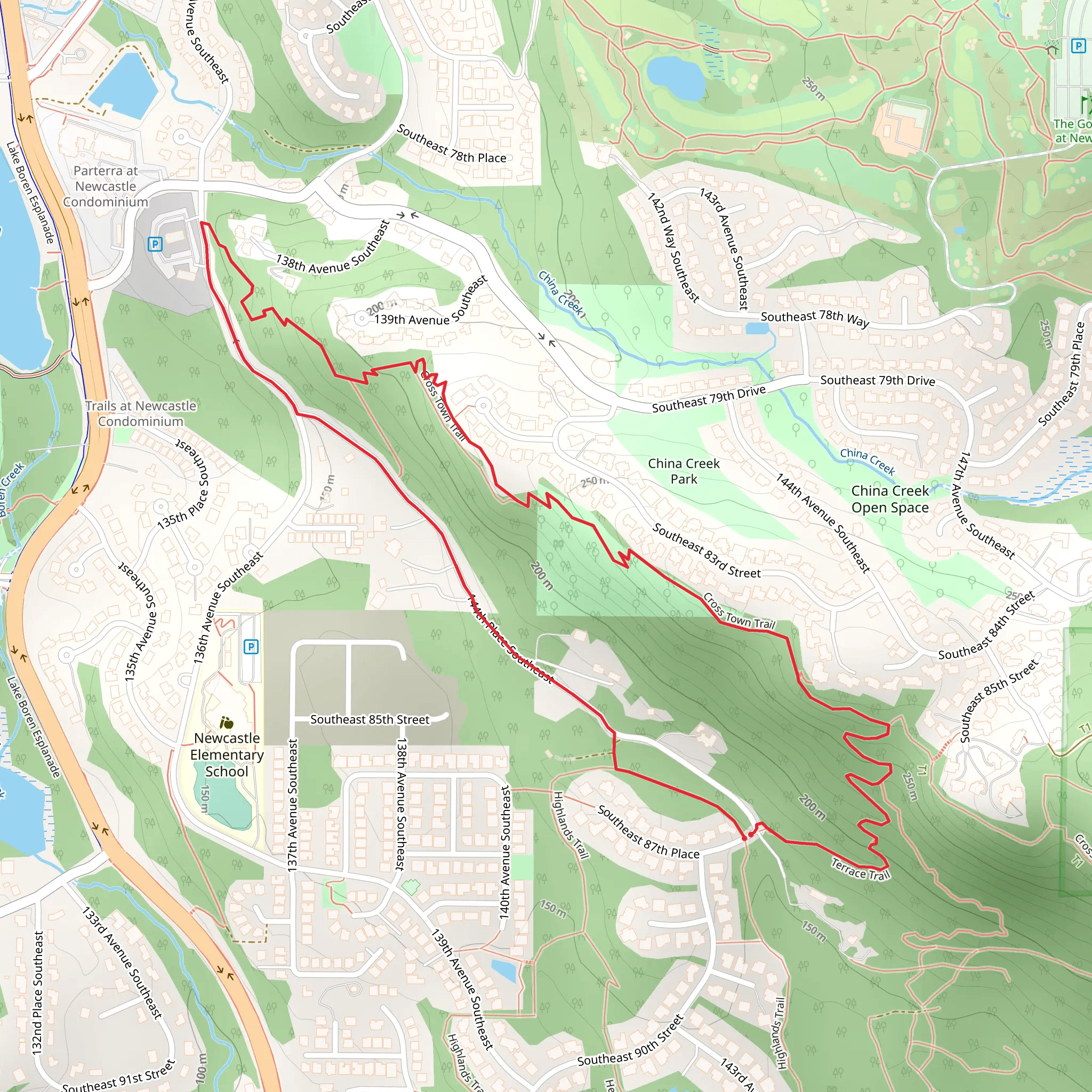 Cross Town Trail and Highlands Trail mobile static map