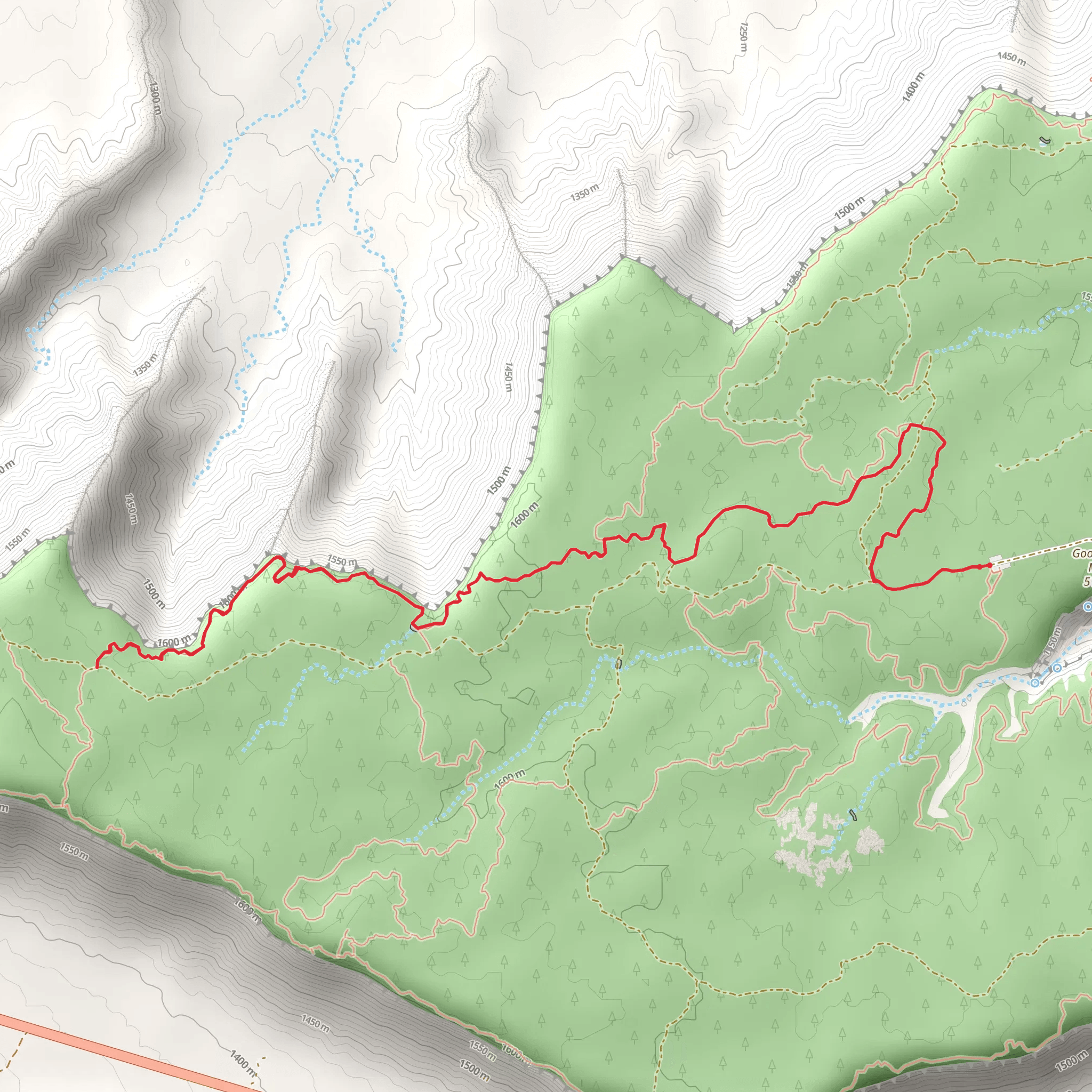 Practice Loop and North Rim Trail mobile static map