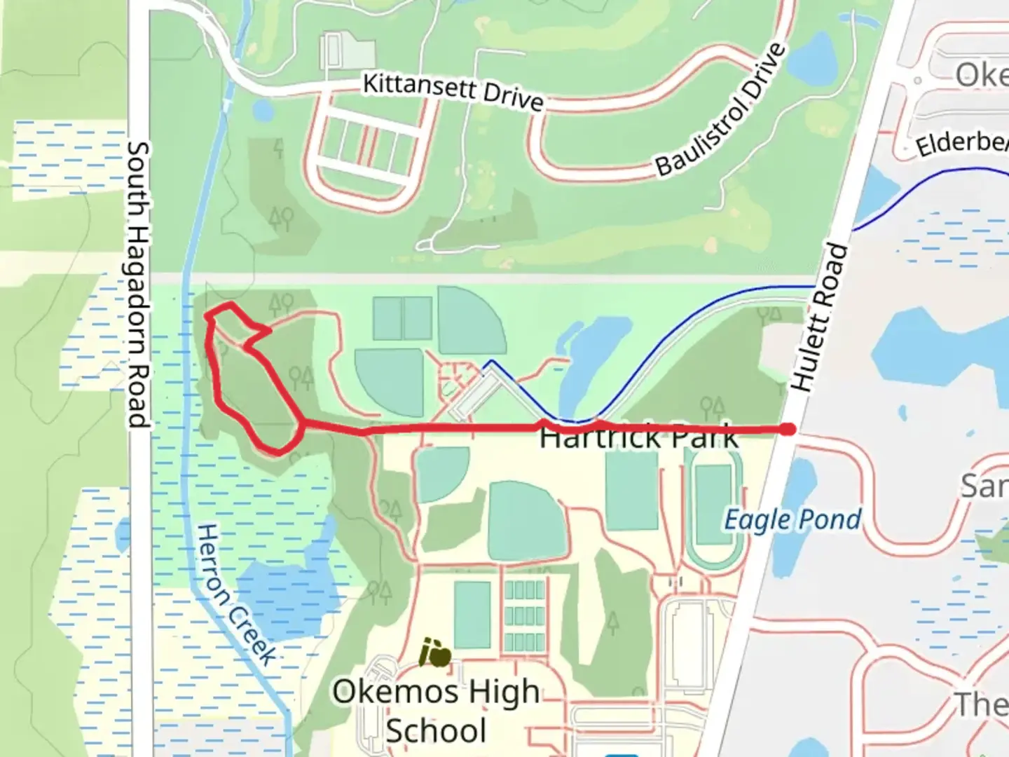 An image depicting the trail Hartrick Park Loop Trail and its surrounding area.