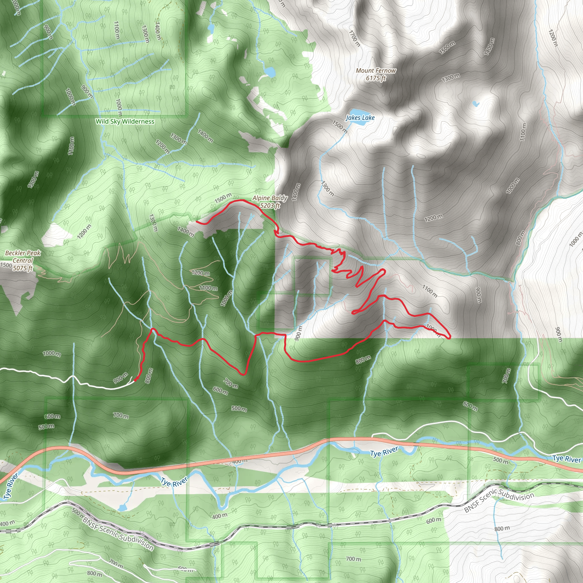 Alpine Baldy Trail mobile static map