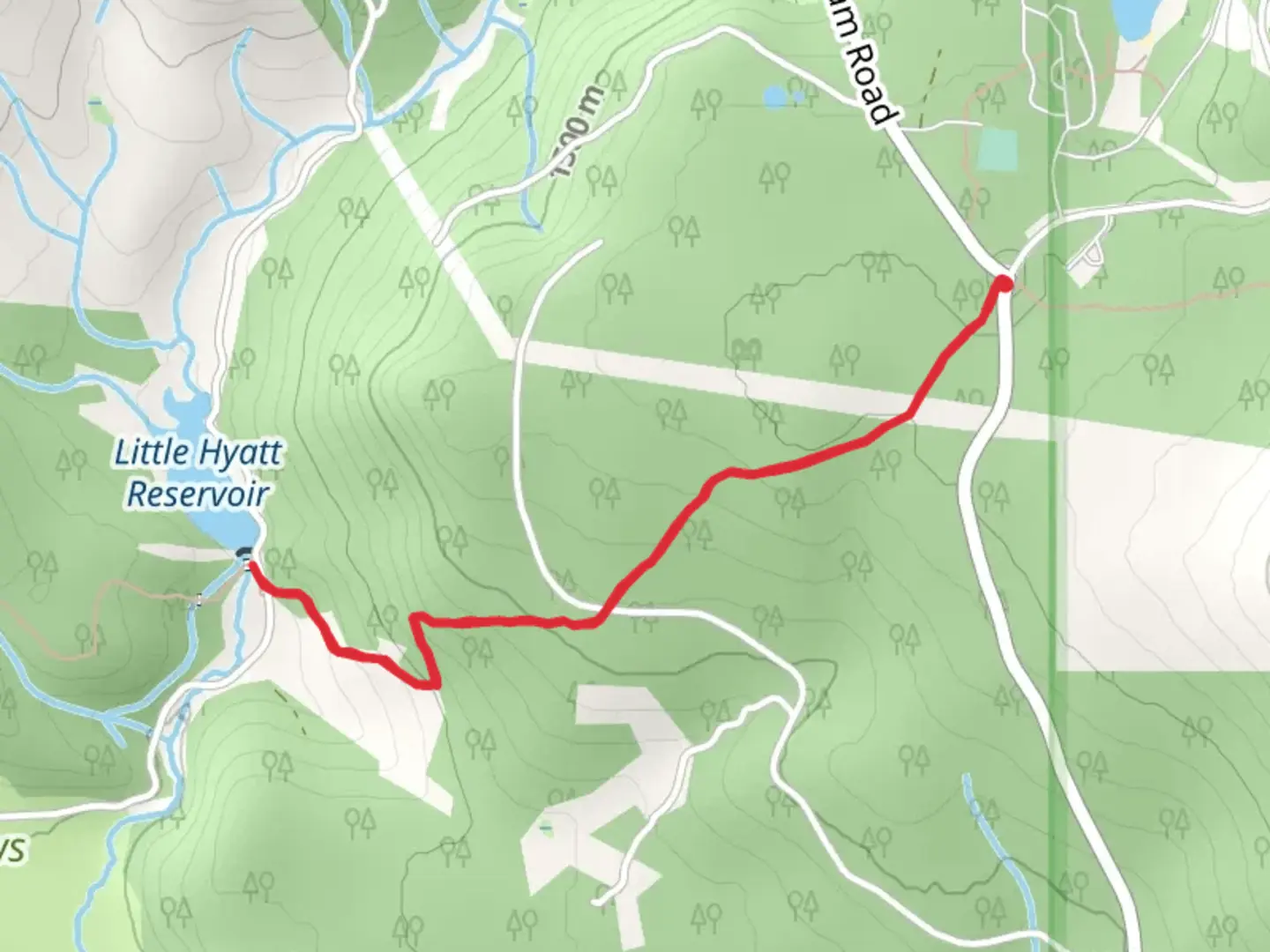 An image depicting the trail Little Hyatt Reservoir via PCT and its surrounding area.