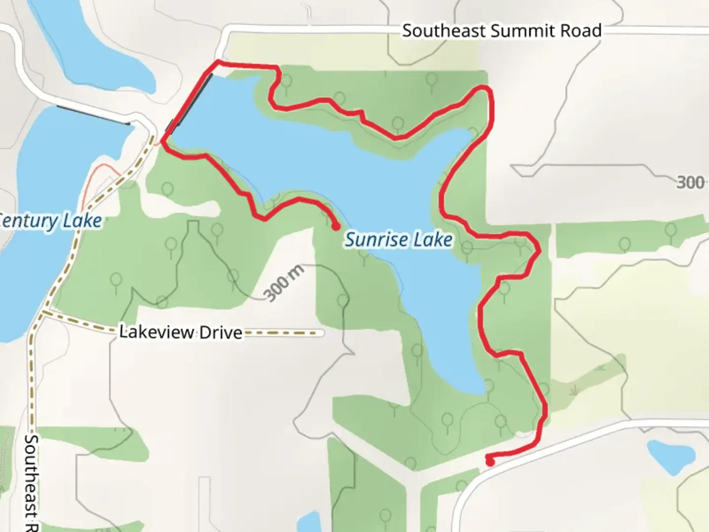 An image depicting the trail Walk around Sunrise Lake and its surrounding area.
