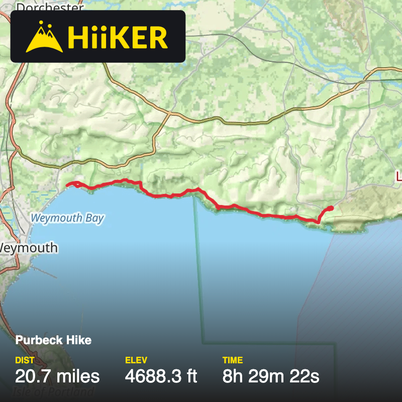 A map preview of the recording Purbeck Hike.