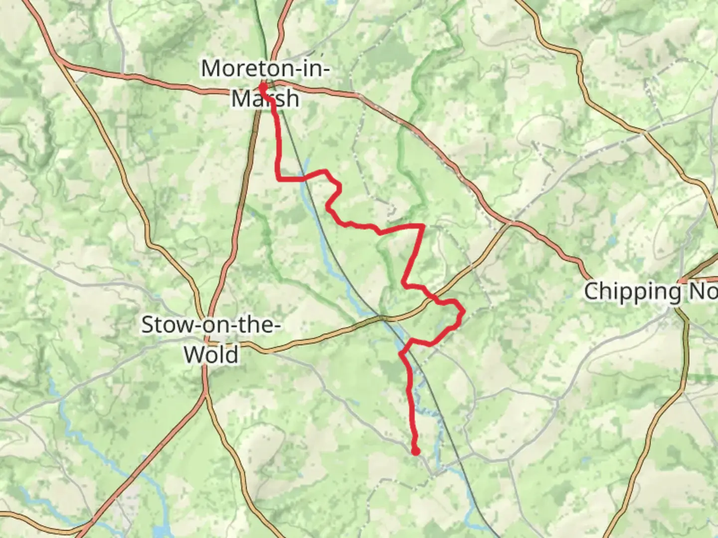 An image depicting the trail Bledington to Moreton in Marsh Walk and its surrounding area.