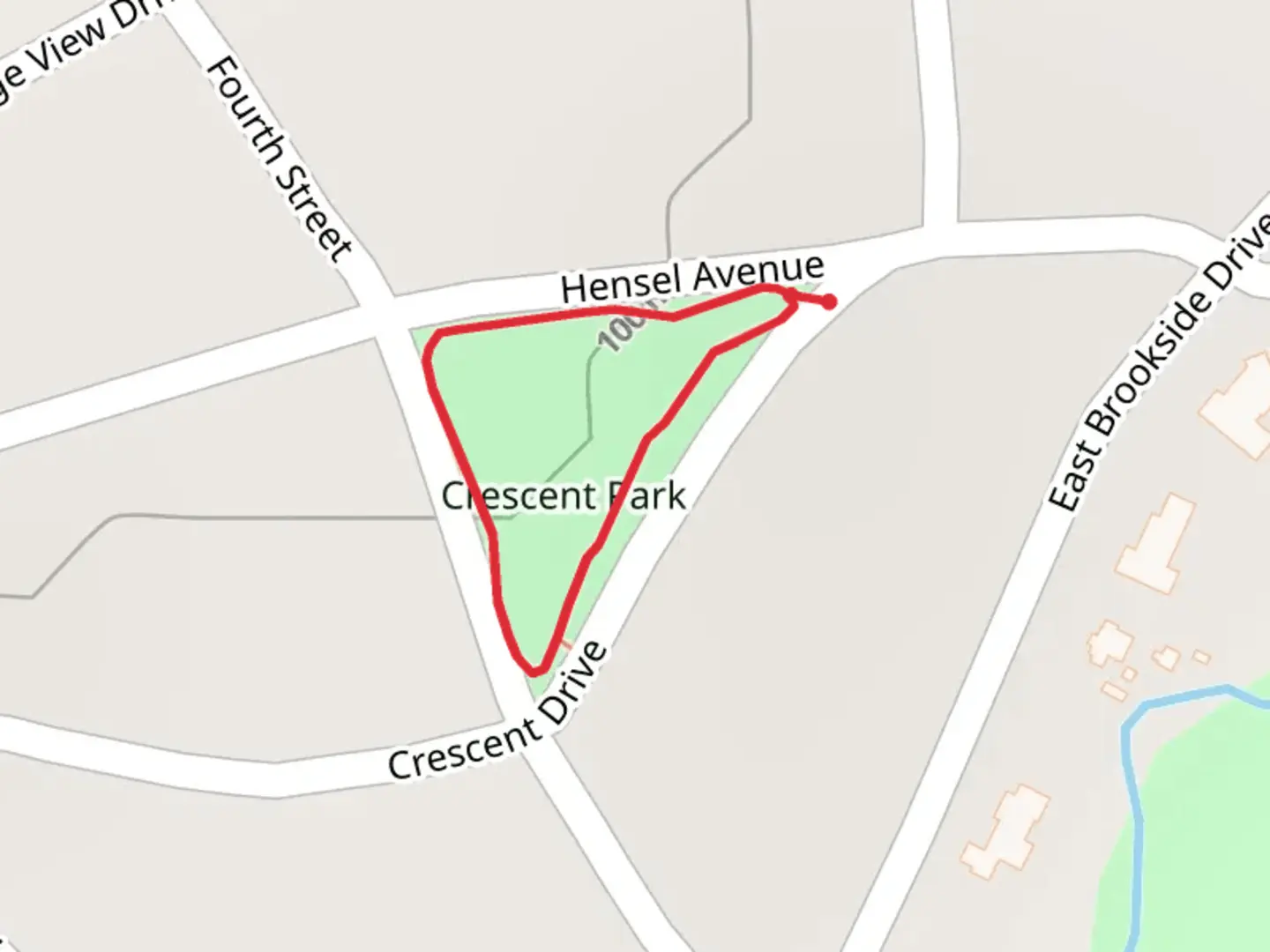 An image depicting the trail Crescent Park Loop and its surrounding area.