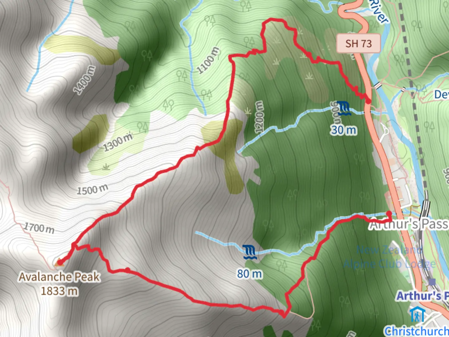 An image depicting the trail Avalanche Peak via Scott's path and its surrounding area.