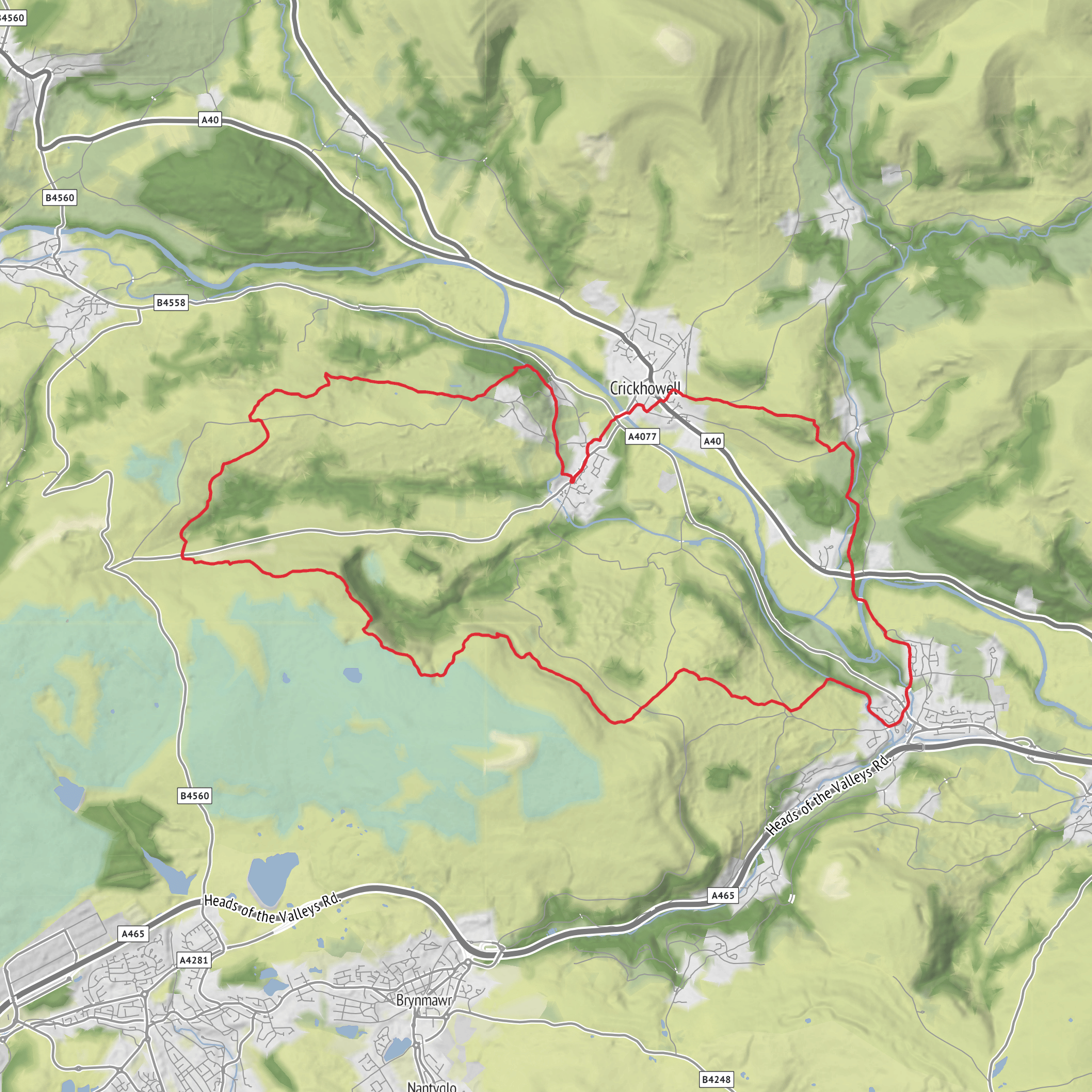 Llangattock Escarpment, Glangrwyney, Crickhowell mobile static map