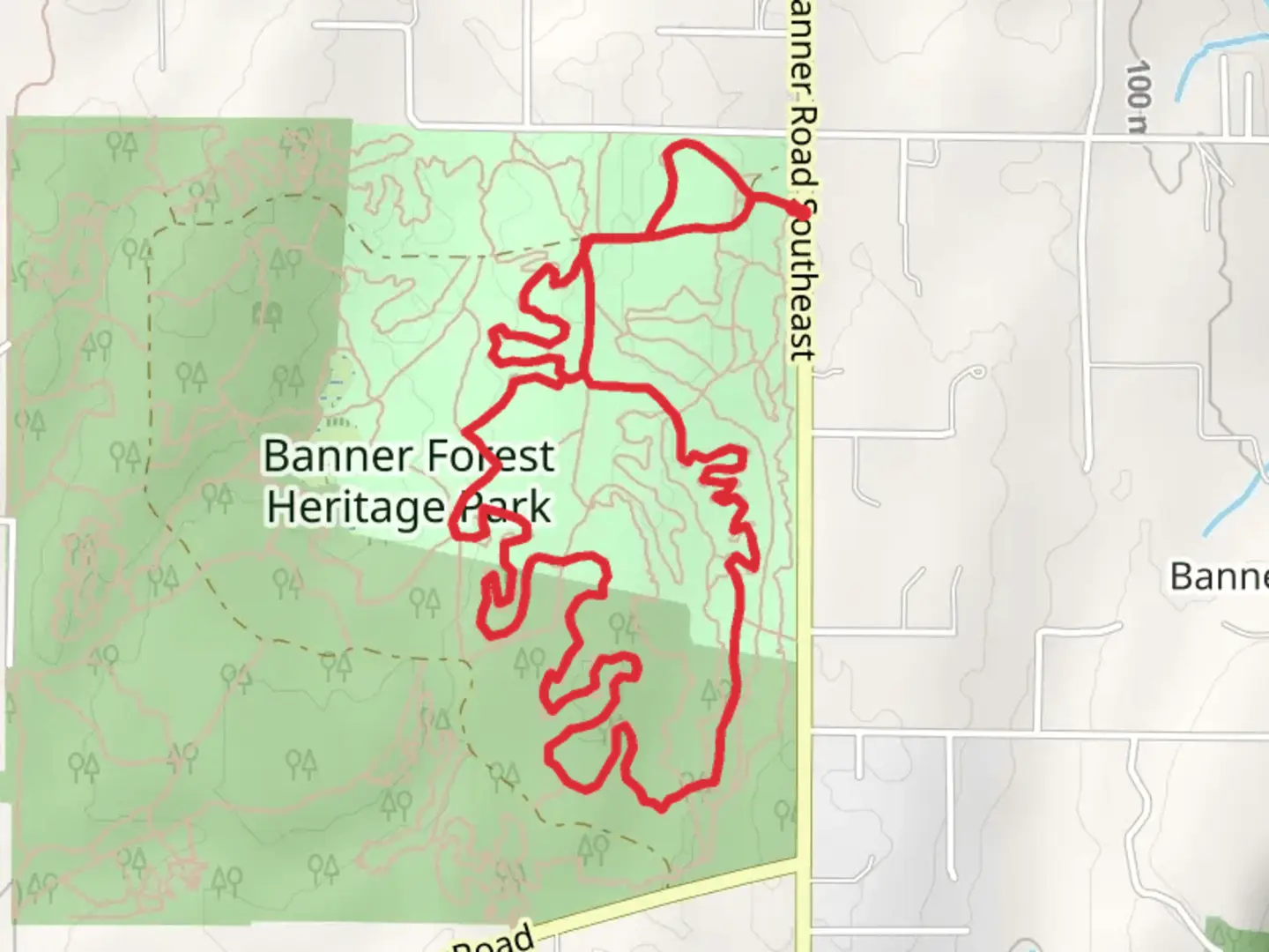 An image depicting the trail Lost Trail, Capitulate and Wormhole Loop and its surrounding area.