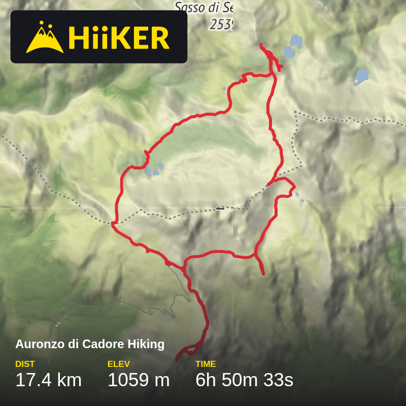 A map preview of the recording Auronzo di Cadore Hiking.