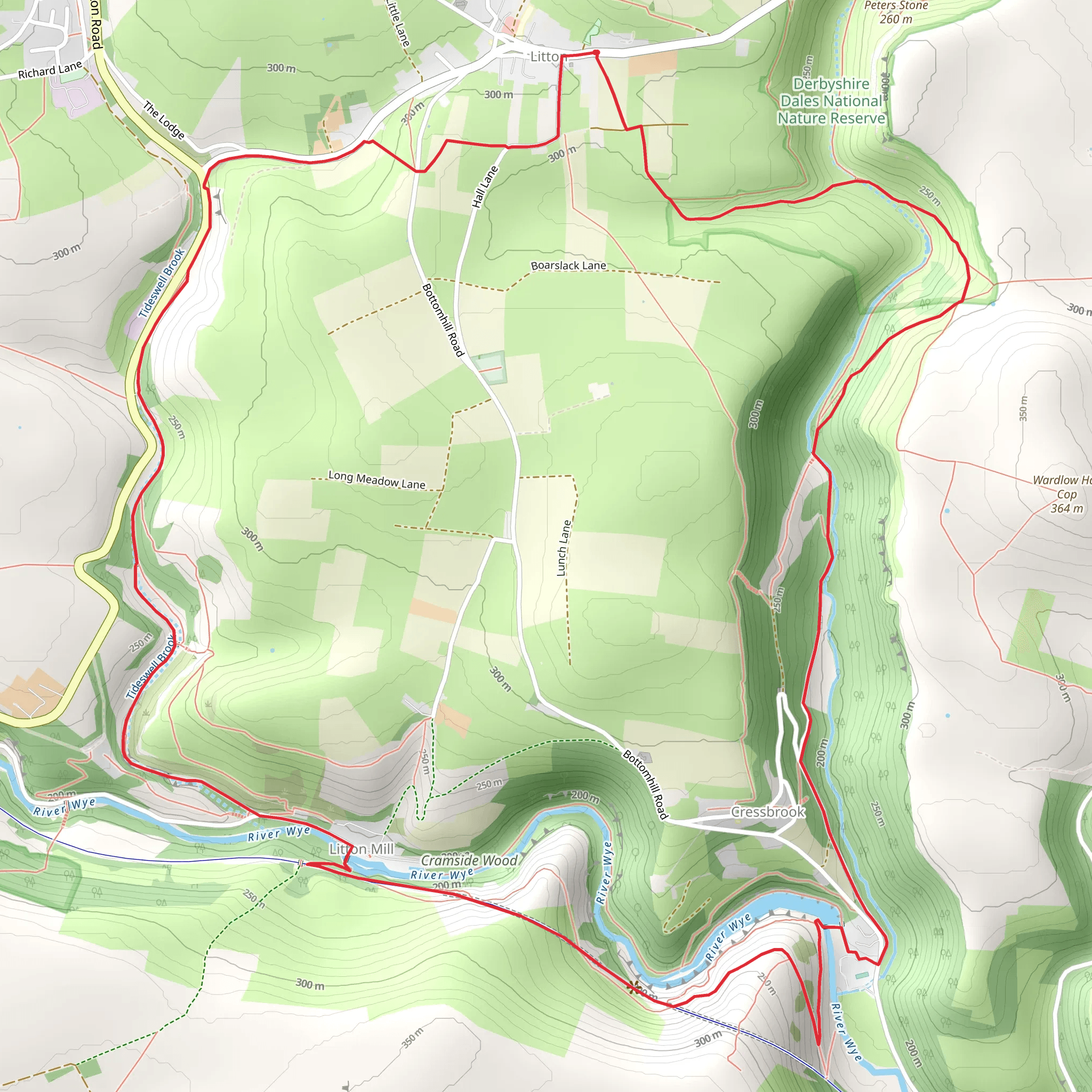 Litton - Tansley Dale - Cressbrook Dale - Miller's Dale and Tideswell Dale mobile static map