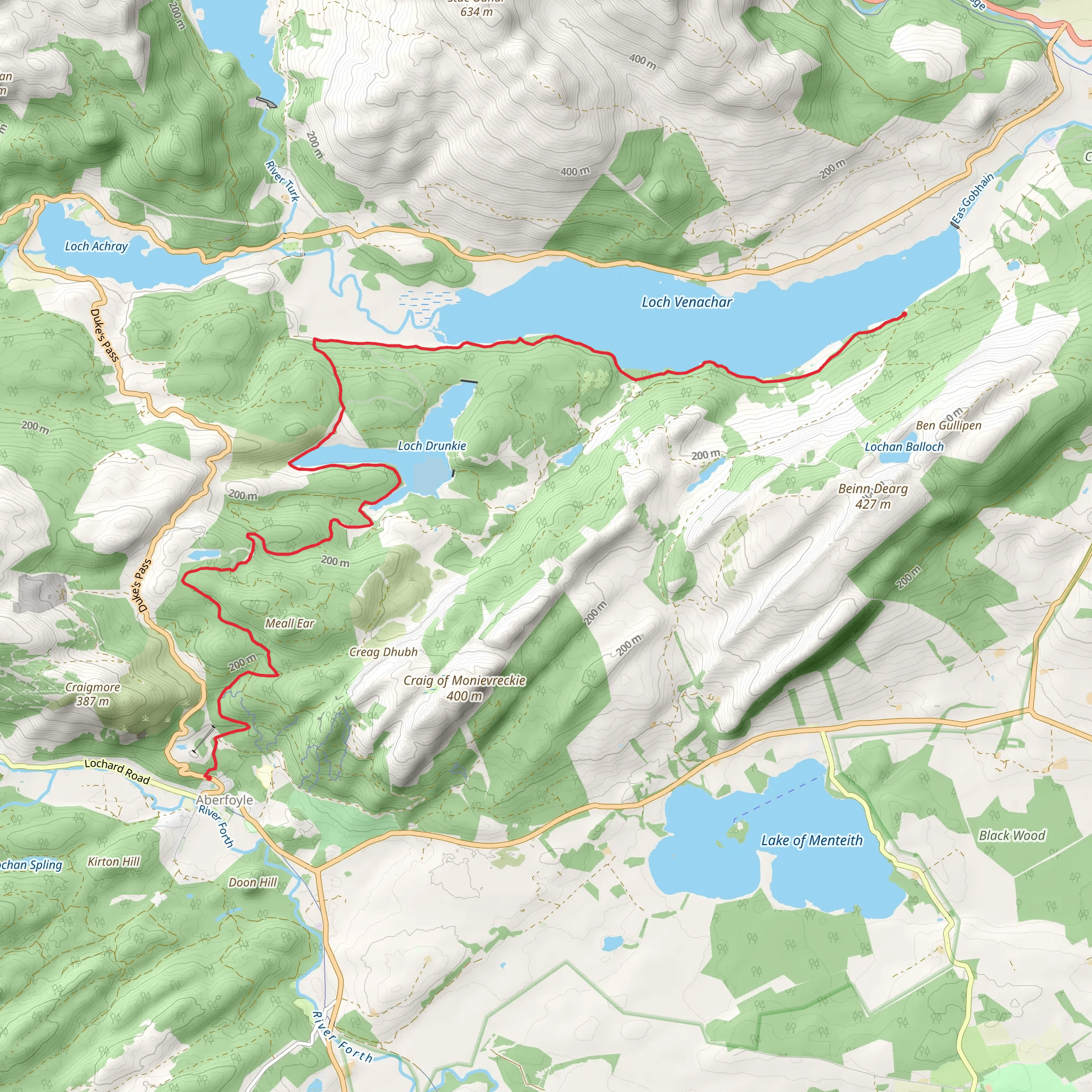 Loch Venachar and Loch Drunkie Walk mobile static map