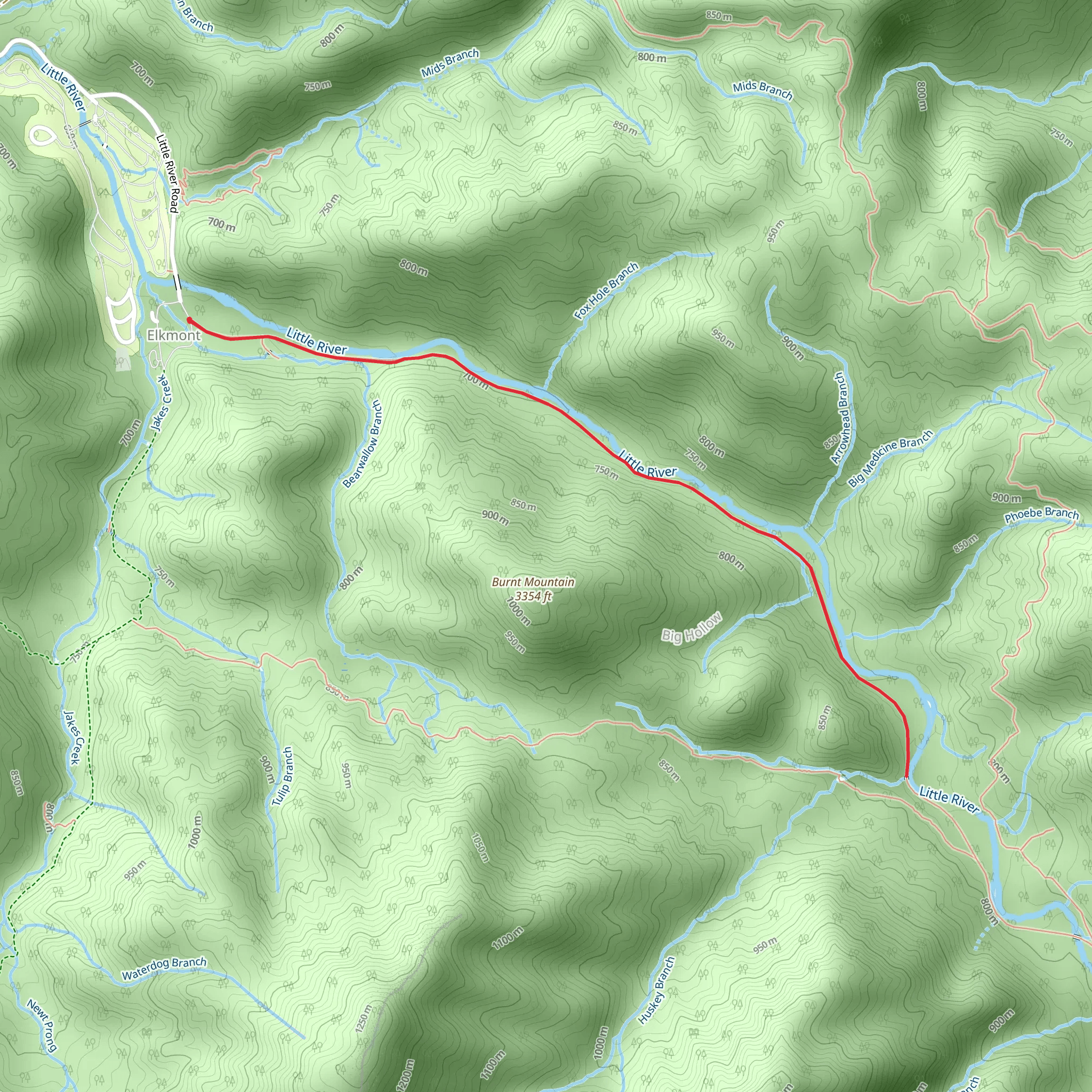 Little River Trail to Huskey Branch mobile static map