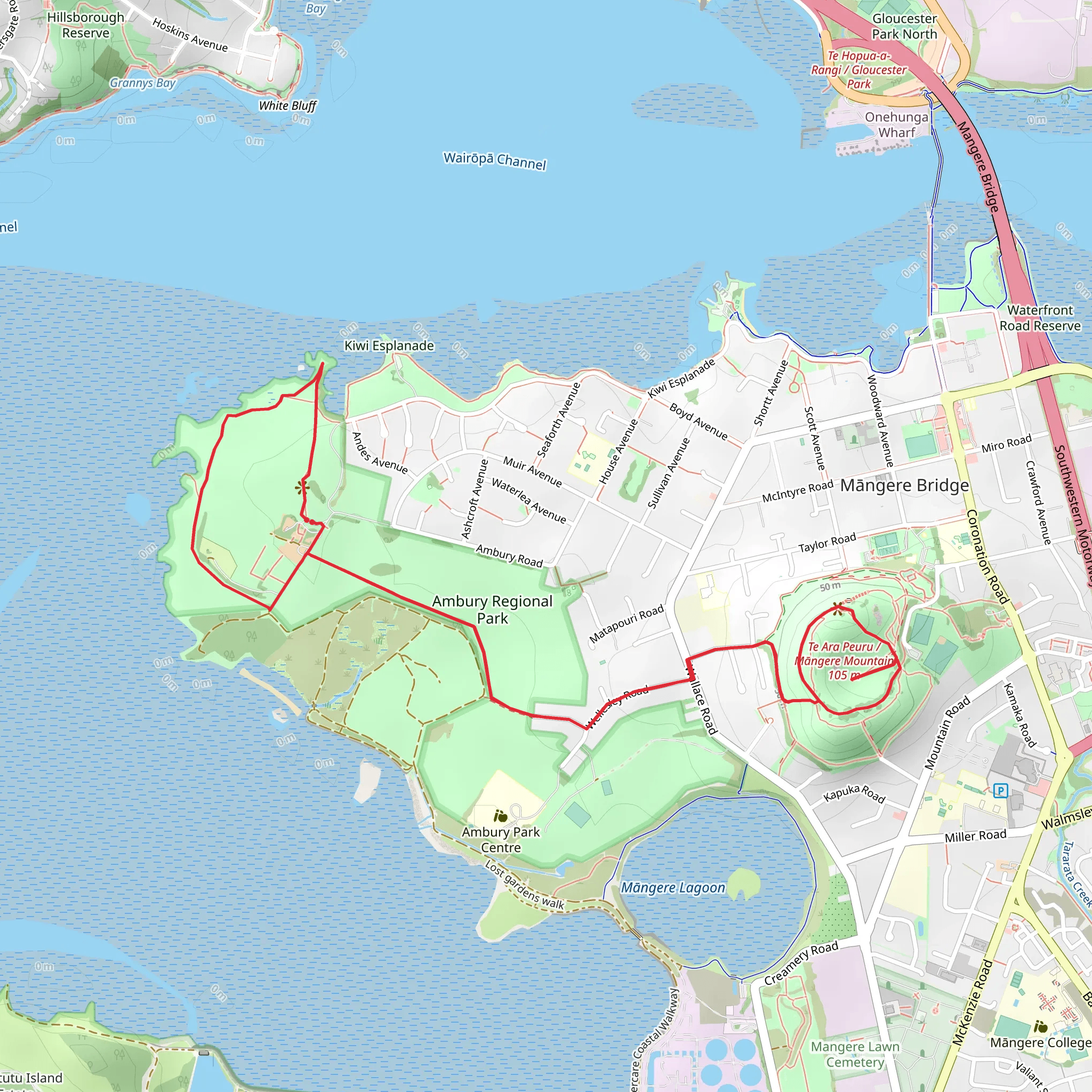 Ambury Regional Park and Mangere Mountain mobile static map