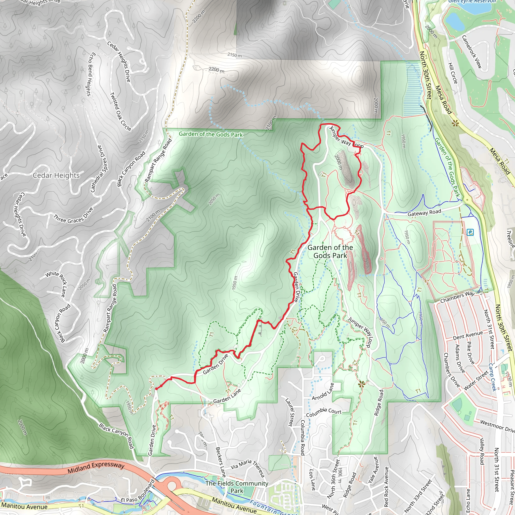Garden of the Gods Park and Palmer Loop Trail mobile static map