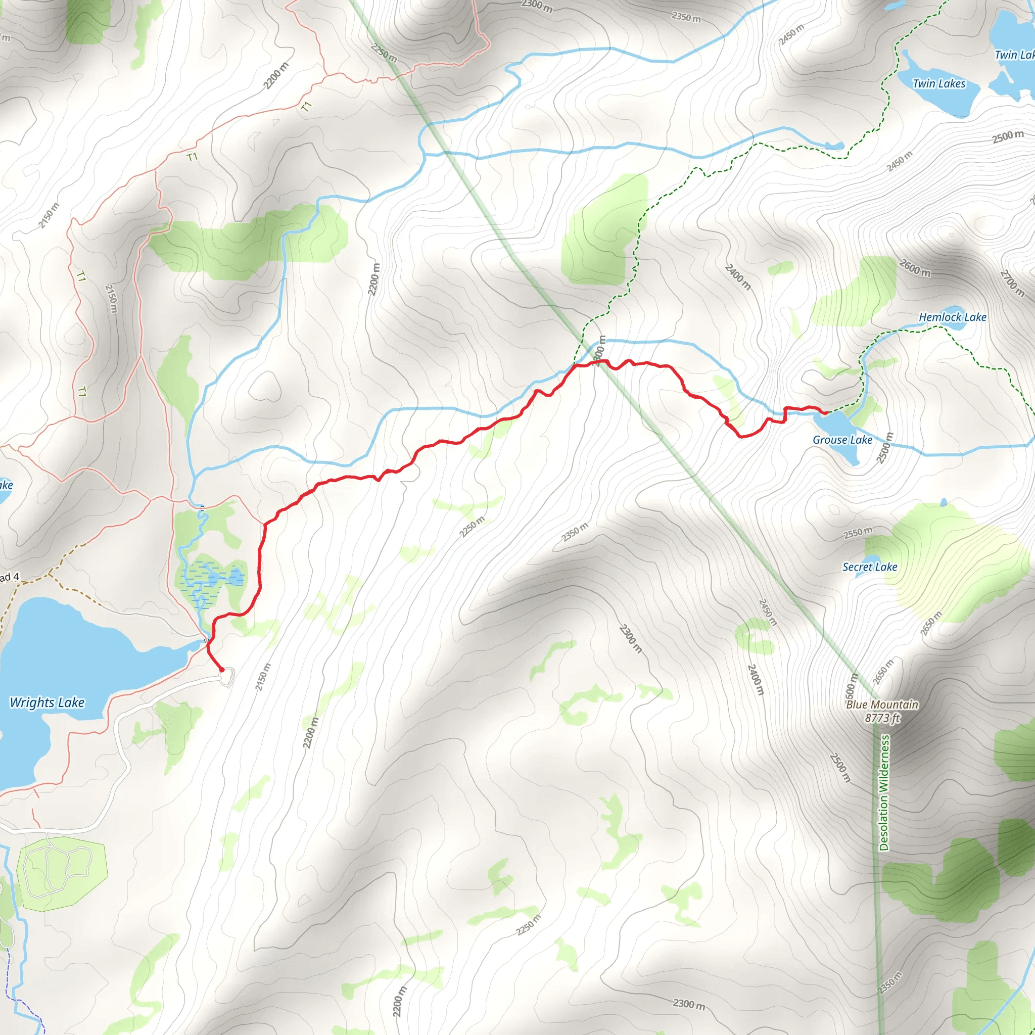Grouse Lake via Twin Lakes Trail mobile static map