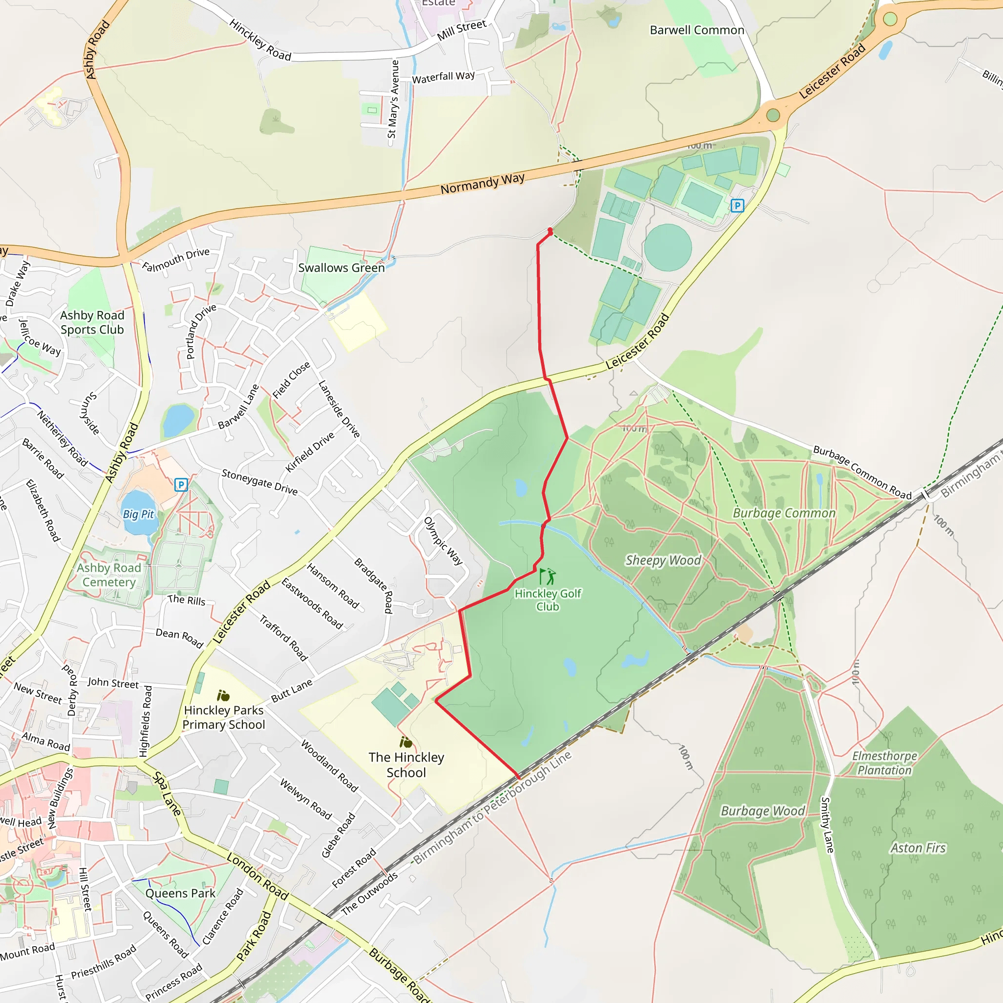 Footpath U8 in Hinckley mobile static map