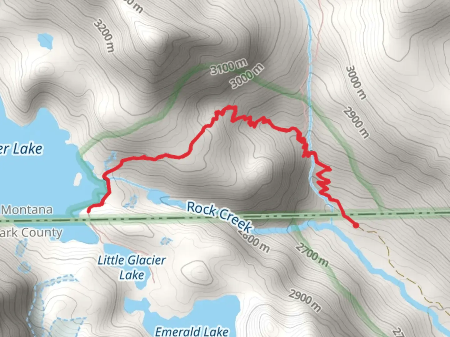 An image depicting the trail Glacier Lake Trail Out and Back and its surrounding area.