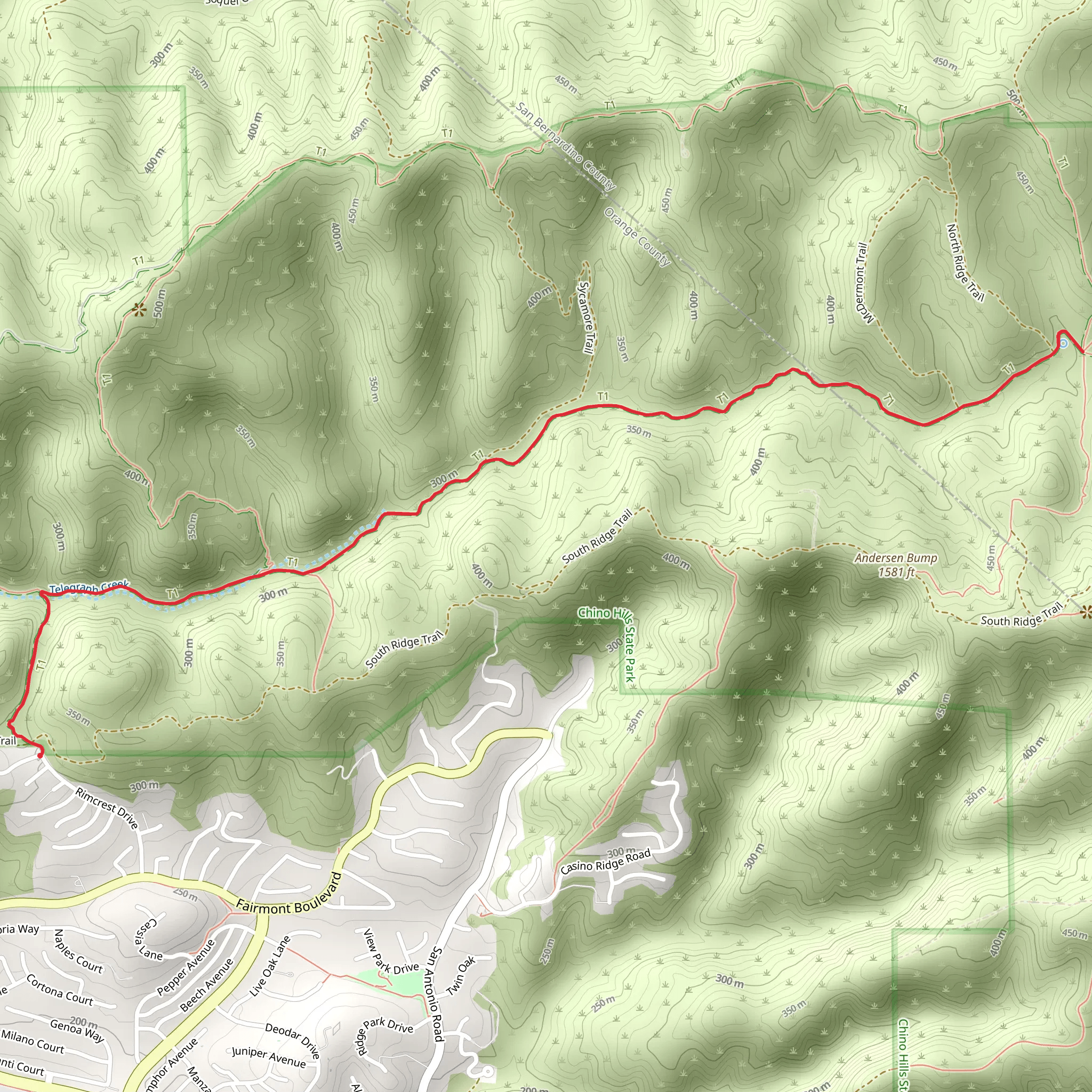 Telegraph Canyon Trail mobile static map