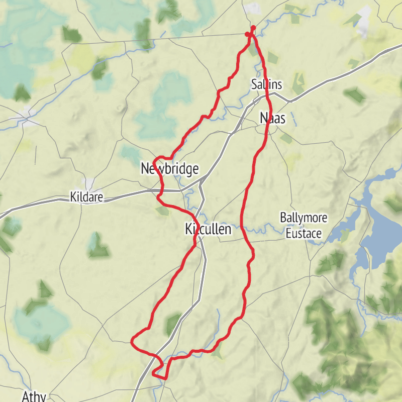 A map preview of the recording County Kildare Road Cycling.