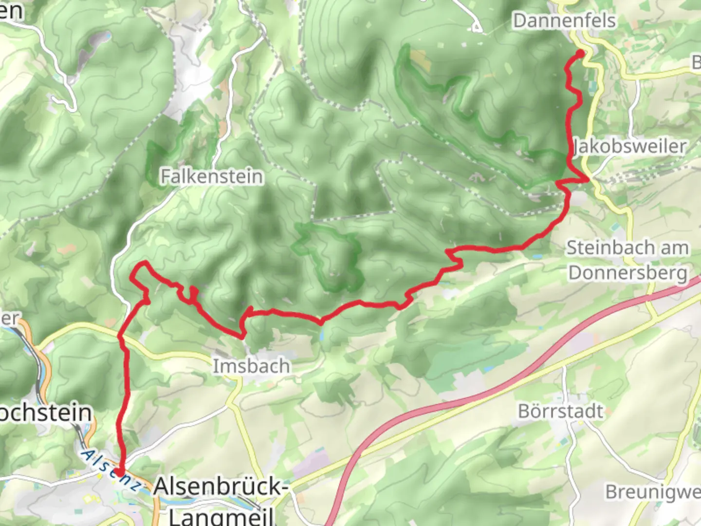 An image depicting the trail Winnweiler to Dannenfels Walk and its surrounding area.