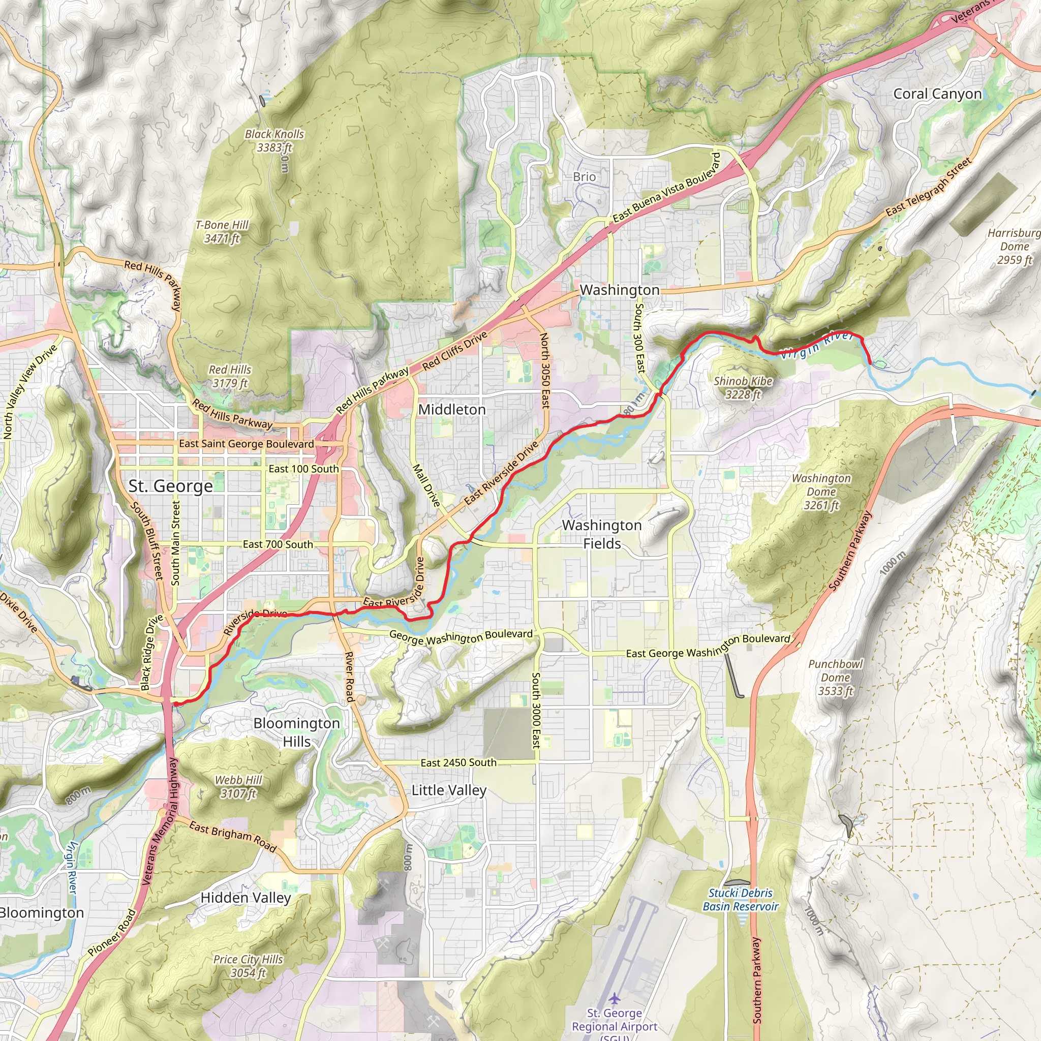 Virgin River Trail from South Dixie Road mobile static map
