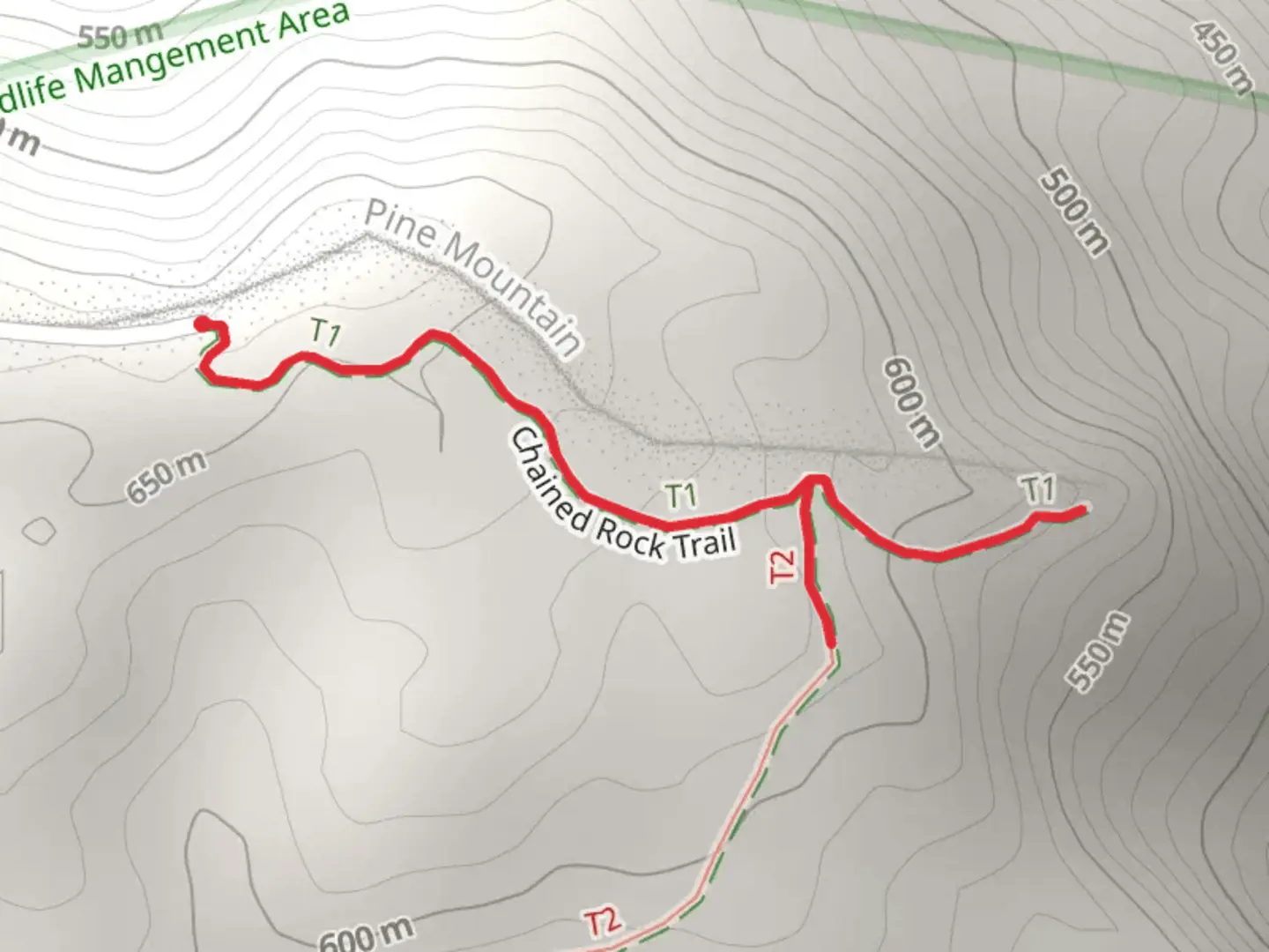 An image depicting the trail Chained Rock Trail and its surrounding area.