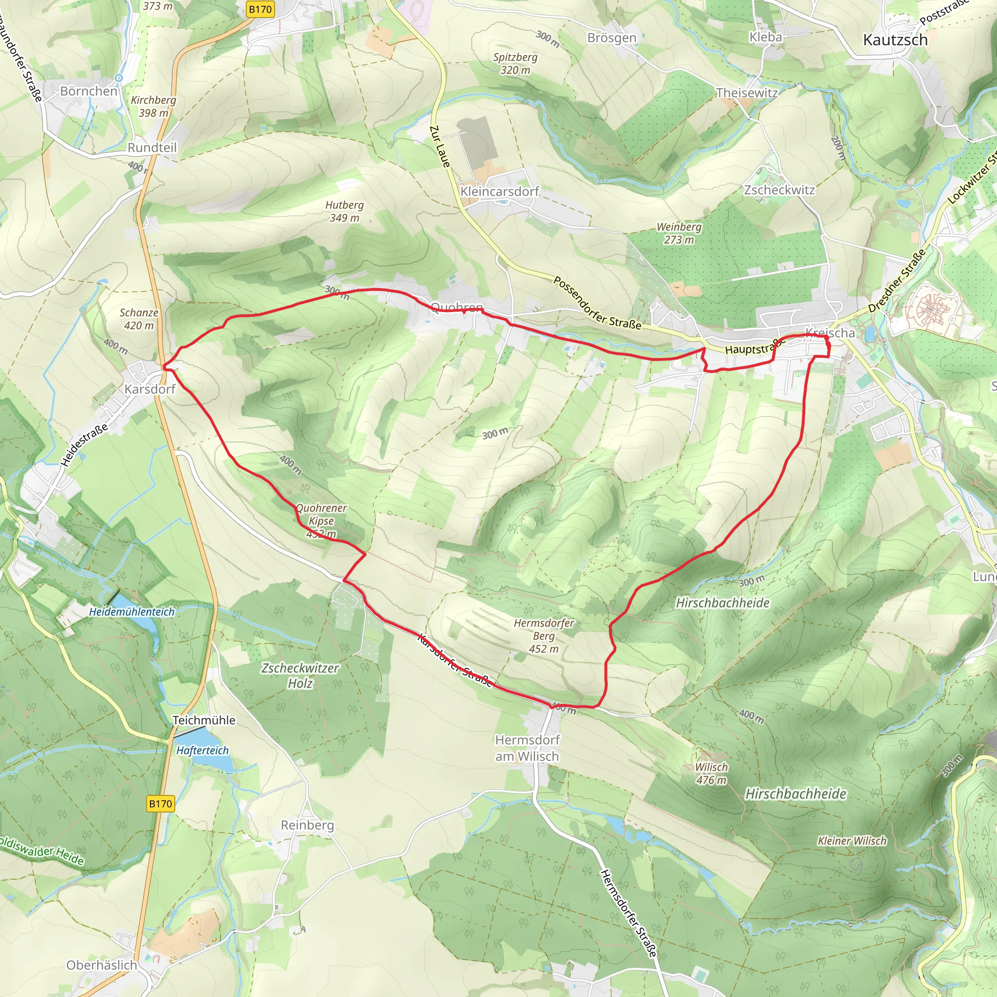 Gelber Punkt and Rungweg B Kreischa mobile static map