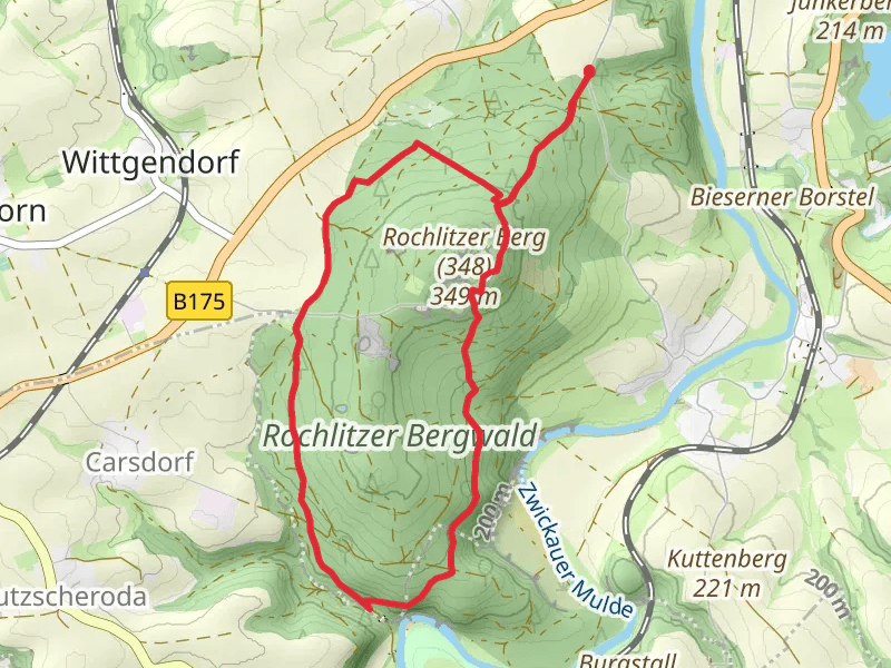 Panoramaausblick and Rochlitzer Bergwald via Lachweg
