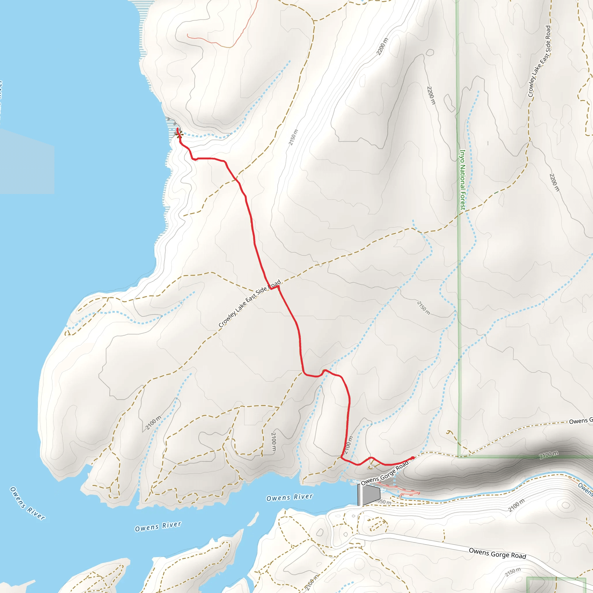 Owens River Out and Back mobile static map