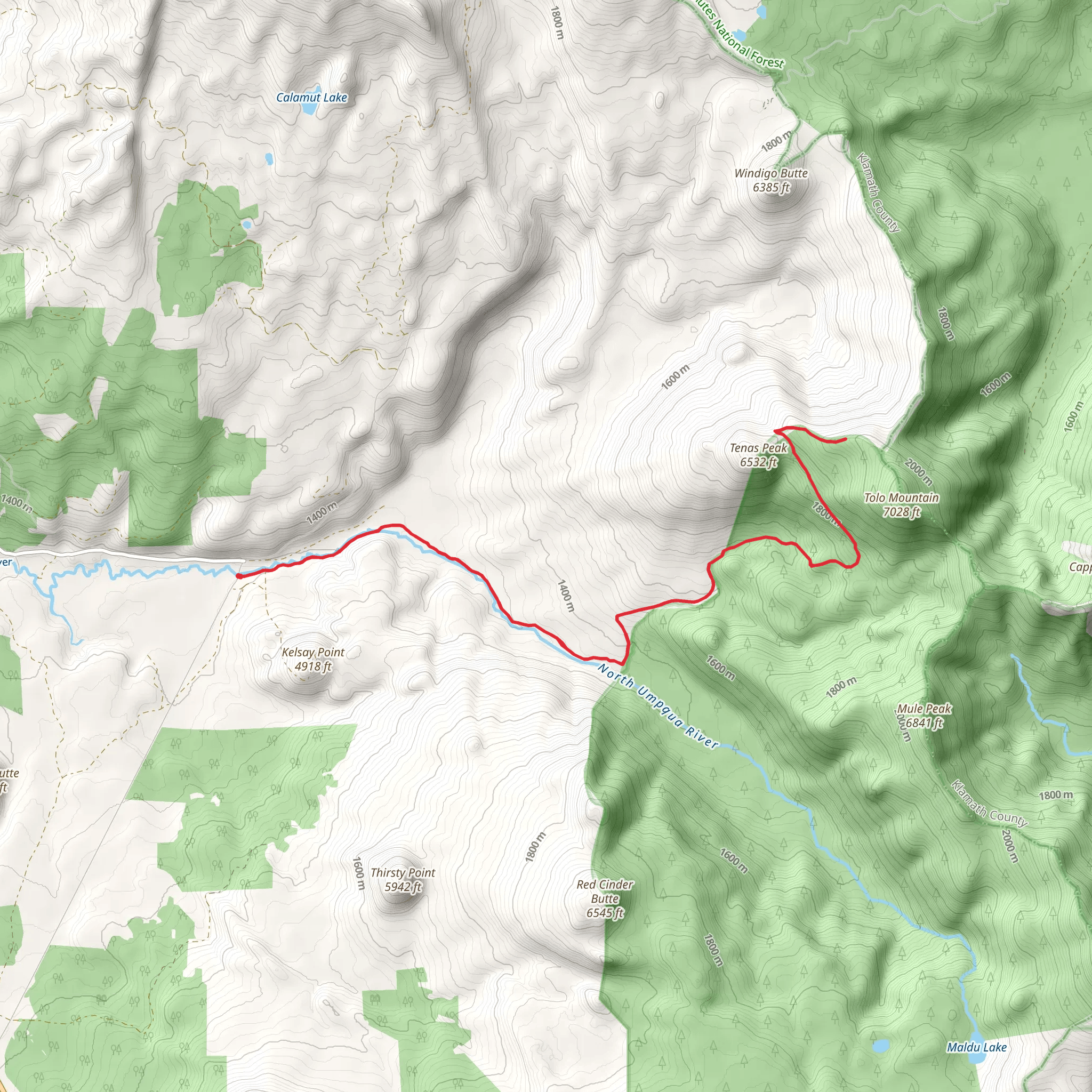 Tolo Creek via North Umpqua Trail mobile static map