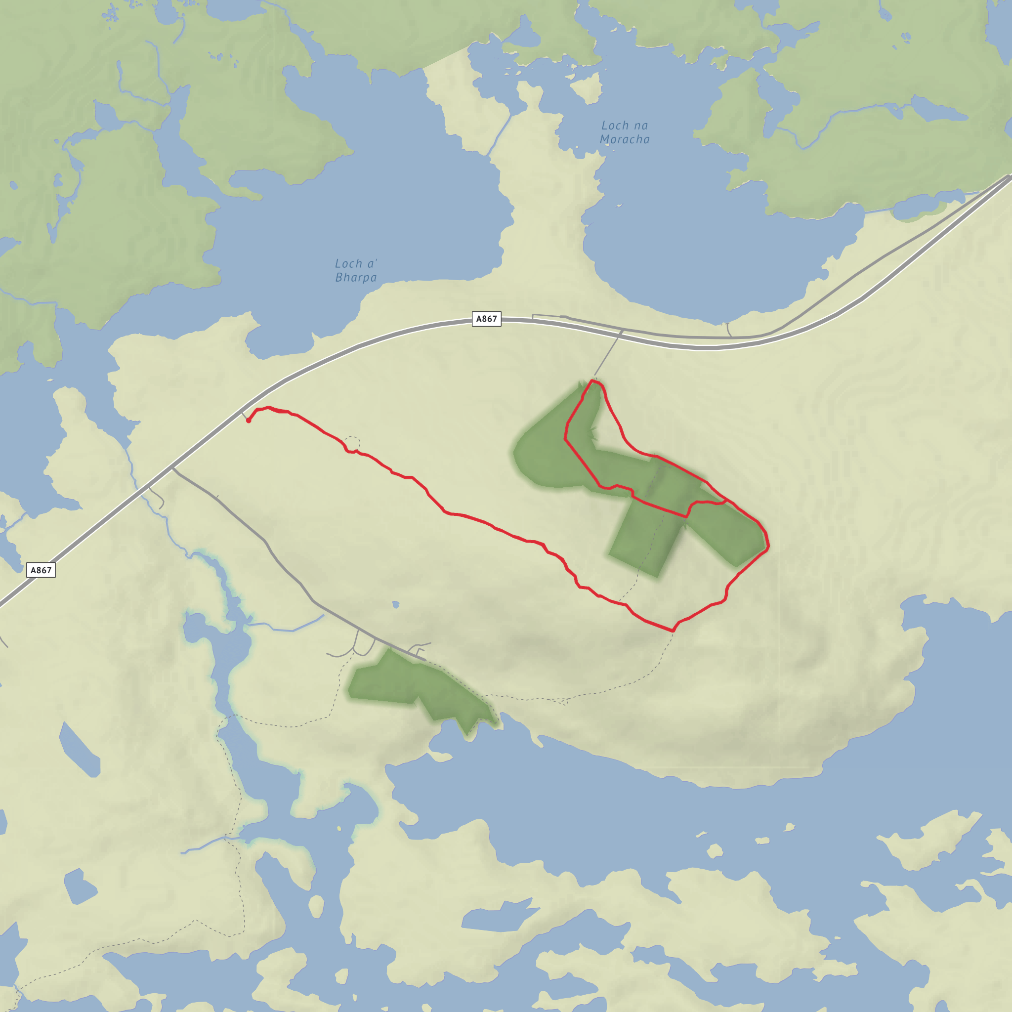 Barpa Langass, Beinn Langais and Langass Woods Loop mobile static map